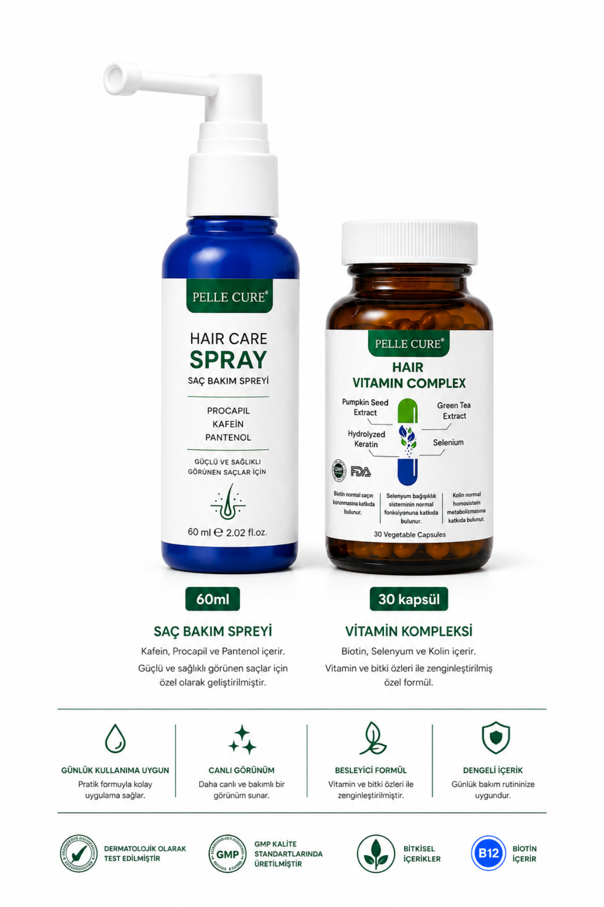 Saç Güçlendirici Özel Vitamin ve Sprey İkili Paket