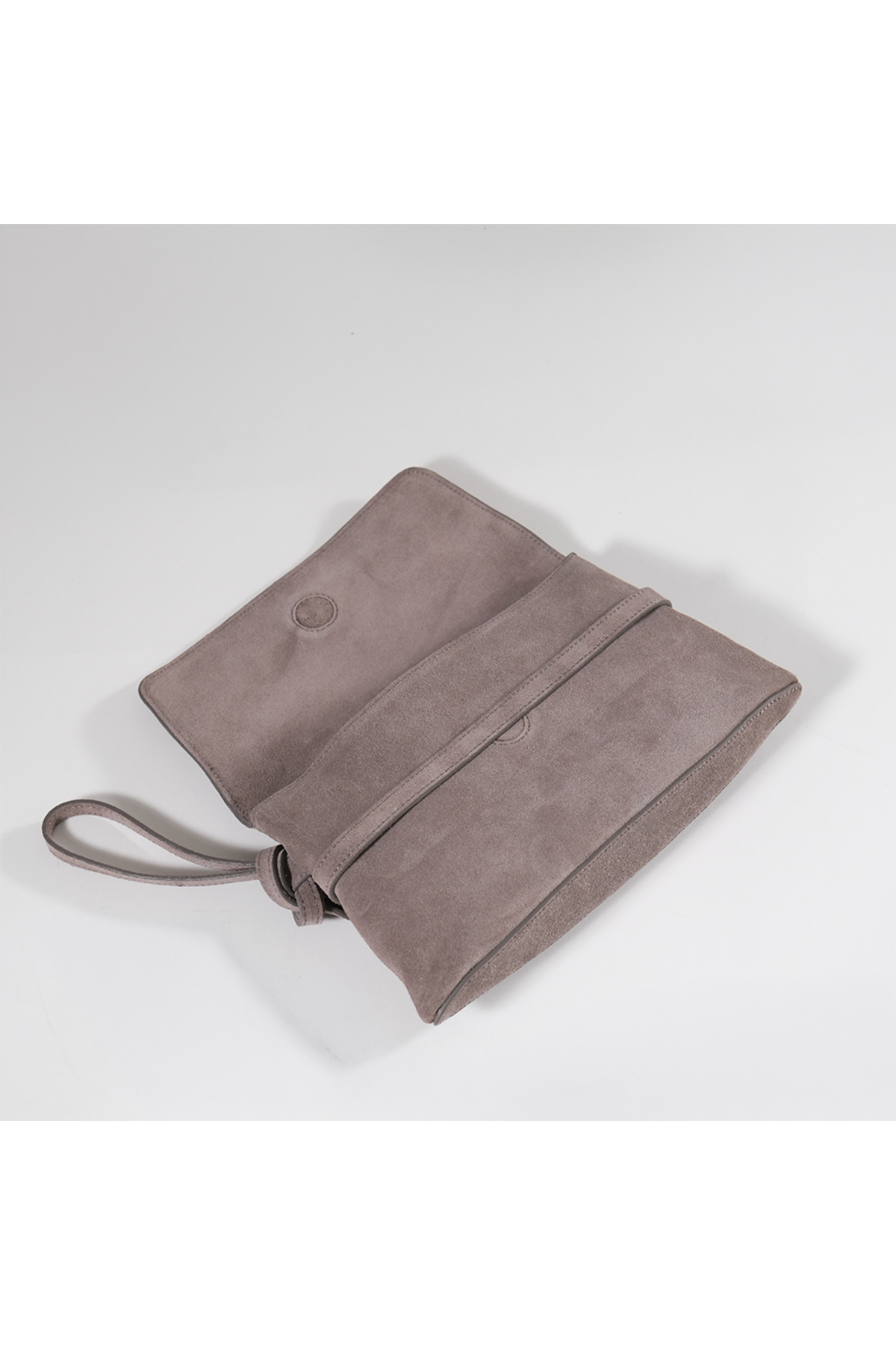 BEGRA ATELIER BEGRA Elara %100 Hakiki Süet Clutch Çanta - Gri (Taupe) görsel 6
