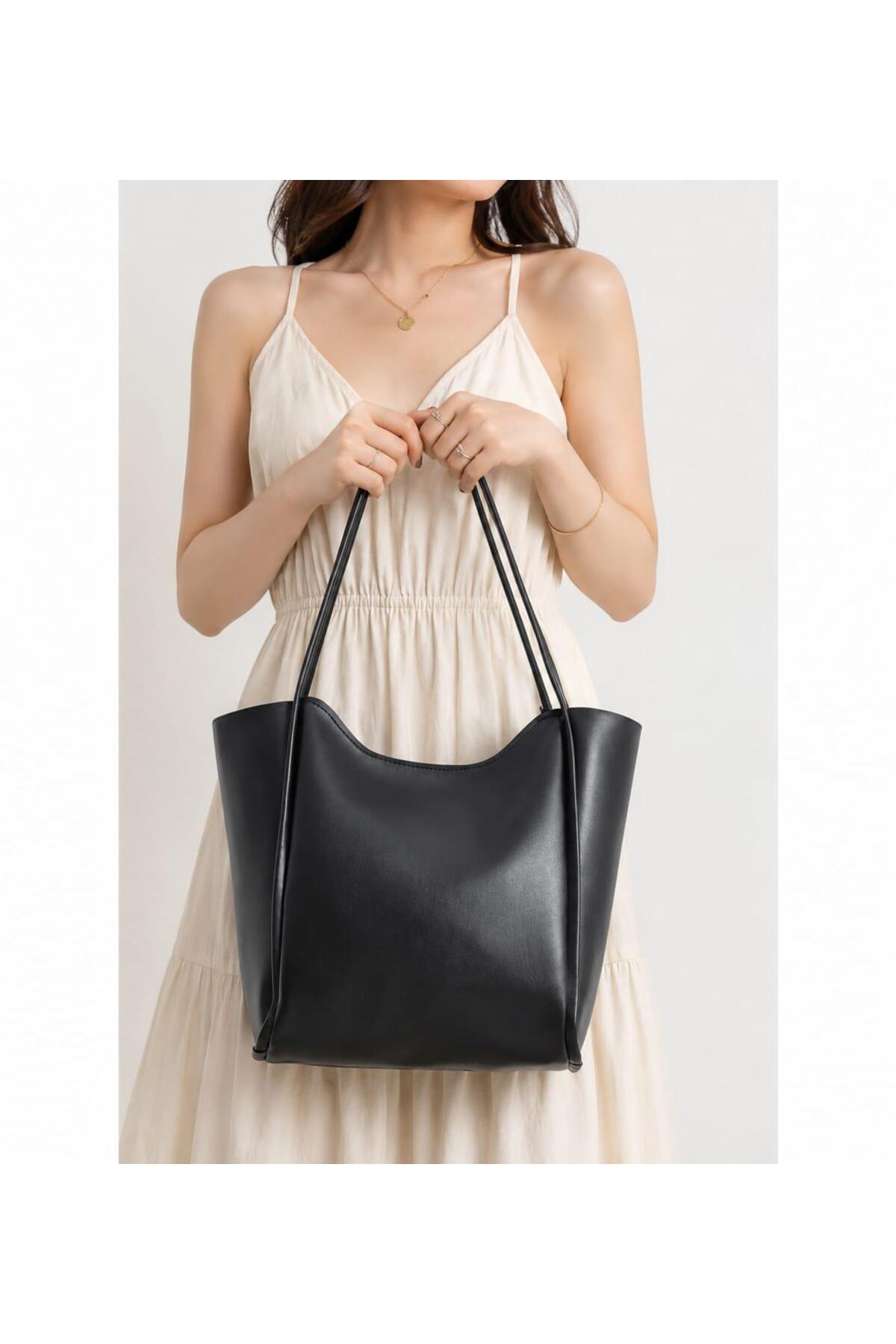 Judour Bags SİYAH Kadın Fermuarlı Kapamalı Shopper El Ve Omuz Çantası görsel 2