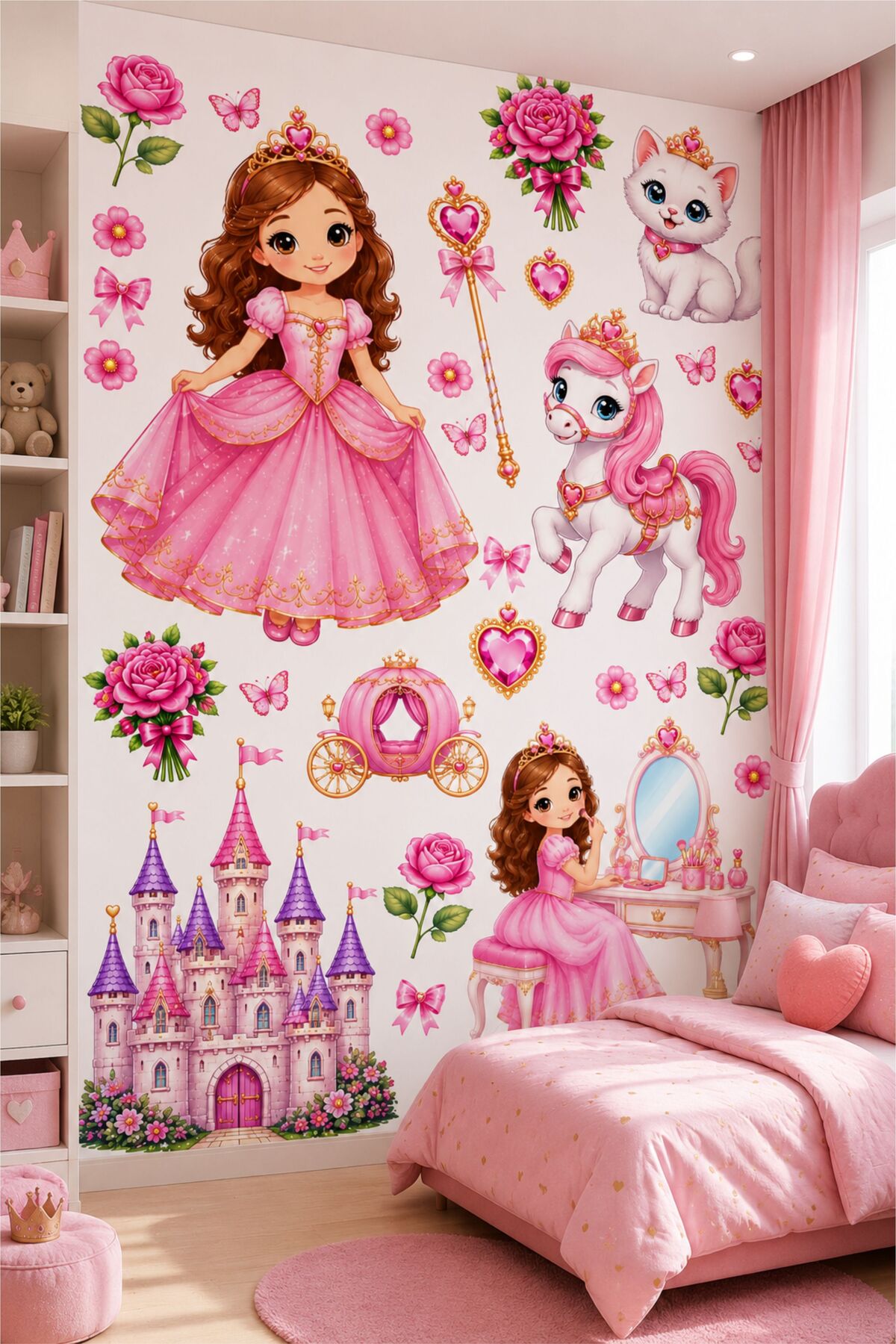 Princess Girl Room Wall Stickers Set β 3 Different Pack Options