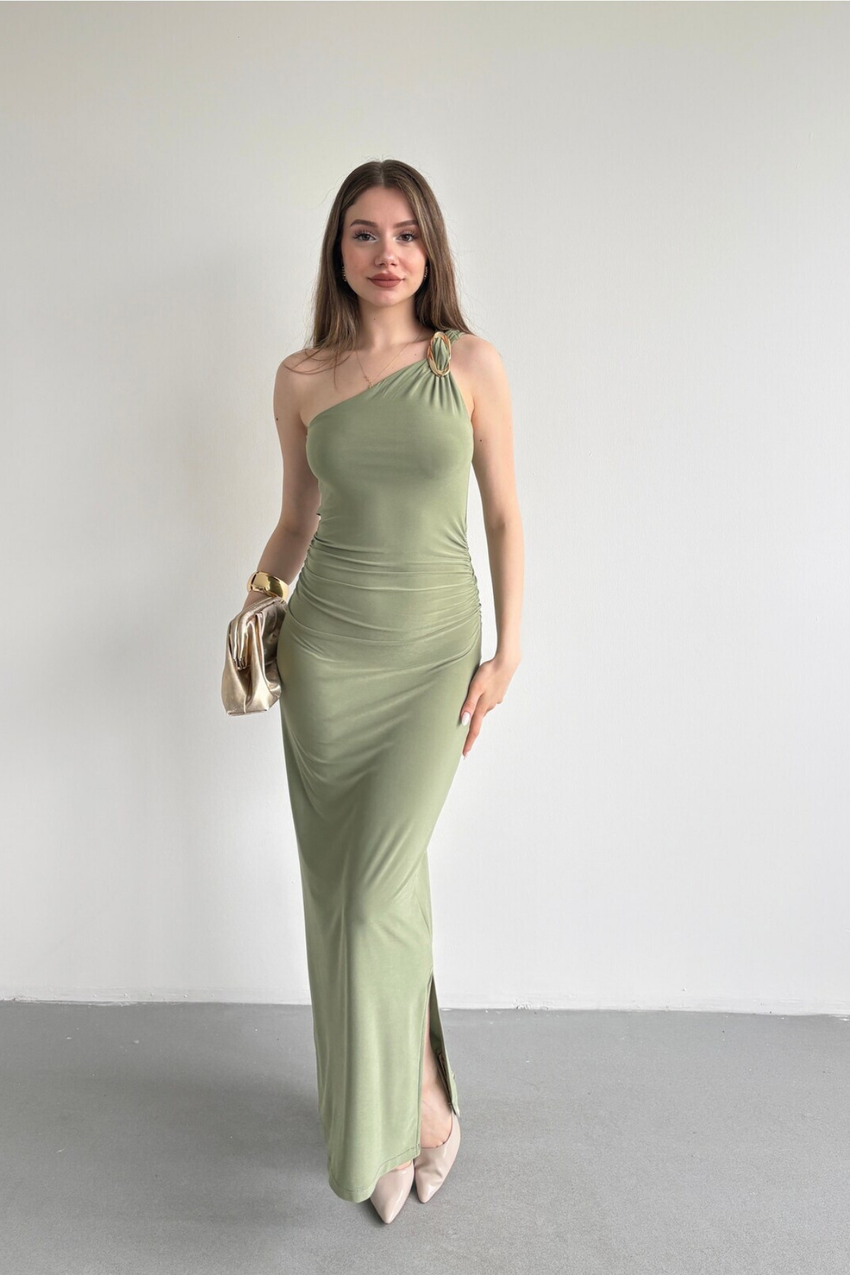 Nika Fashion Tek Omuz Aksesuarlı Elbise görsel 2