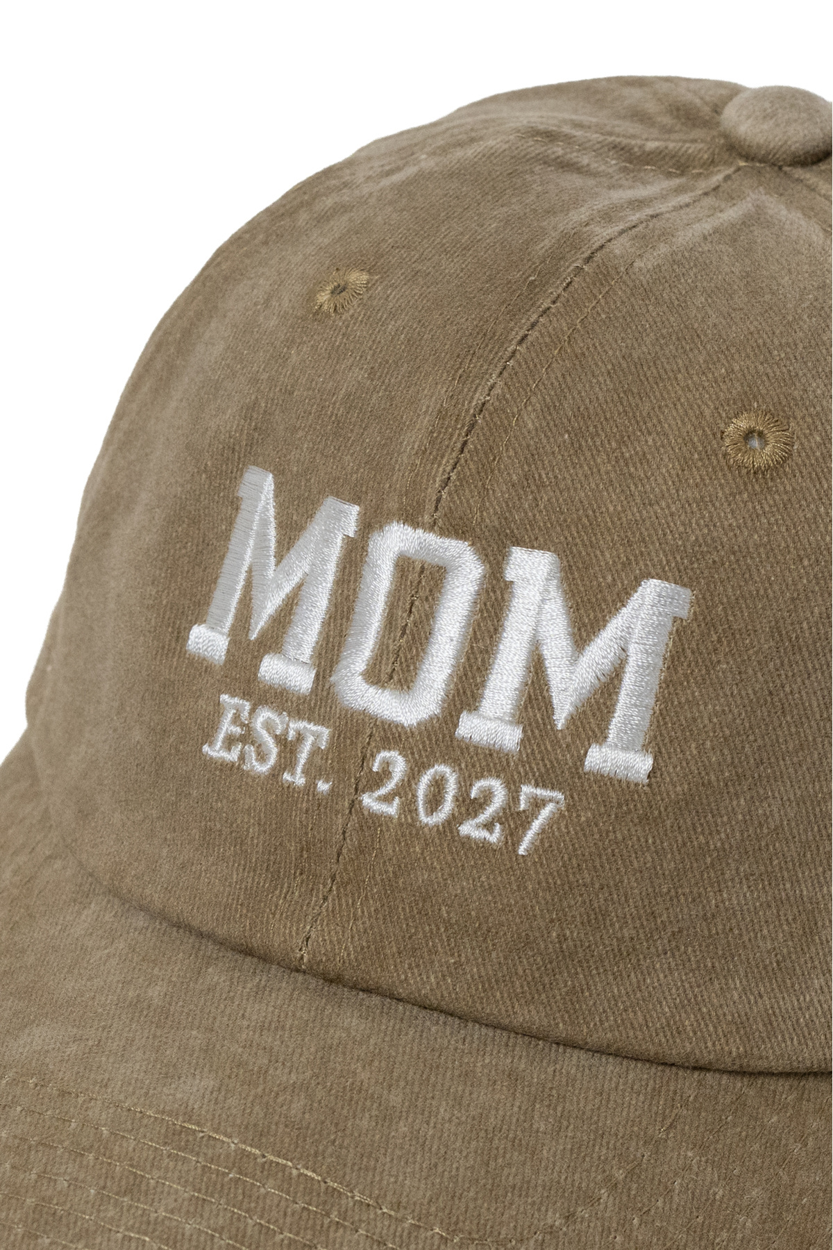 Nome Studio Nakışlı 2027 Bej-Kahve Mom Dad Şapka 2li paket Anne Baba Yıkamalı Kumaşlı Şapka Pamuklu Ayarlı görsel 6