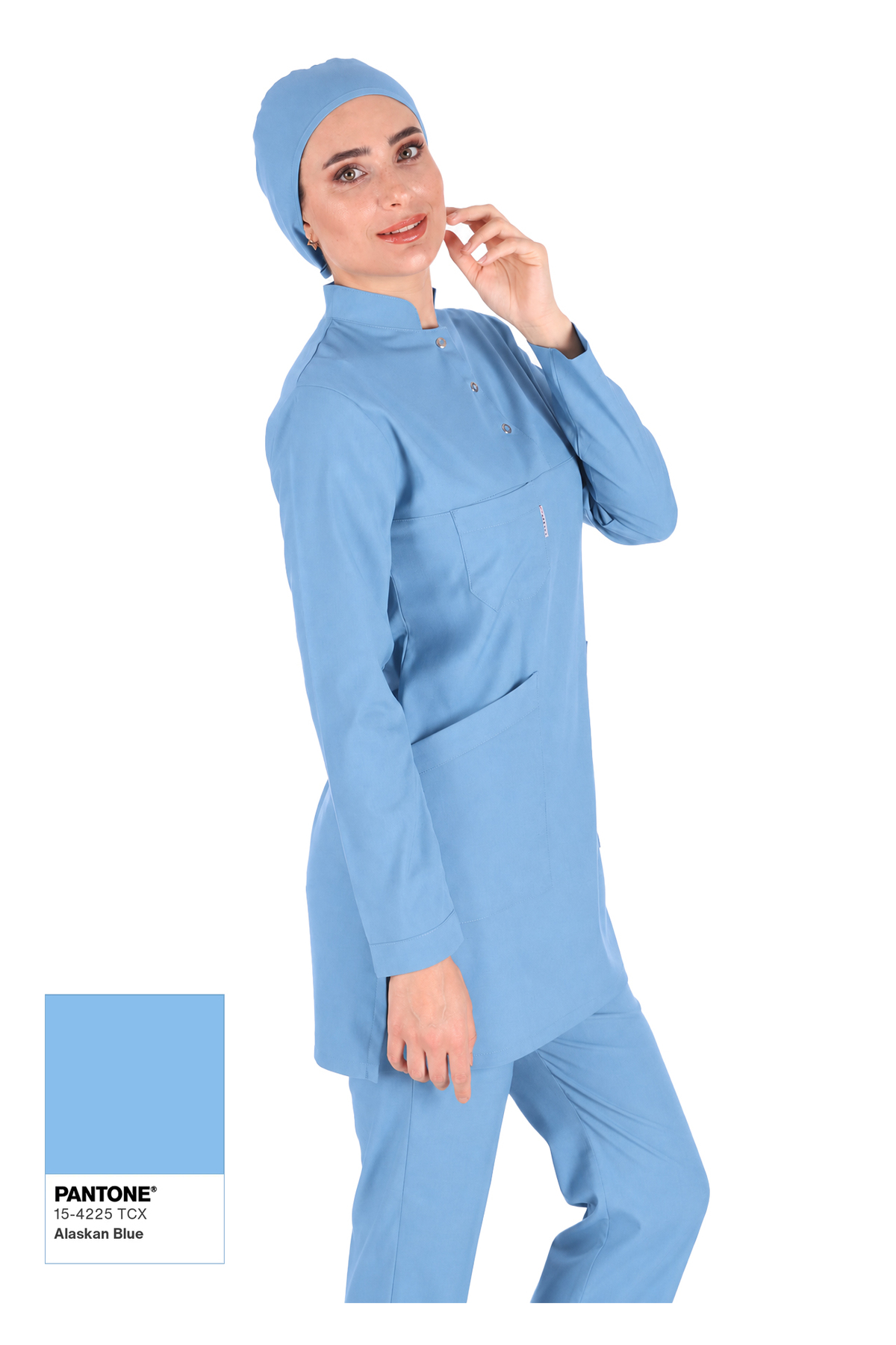Alaskan Blue Thin Fabric Lycra Modest Nurse Doctor Jersey Set (Rigging Gift)