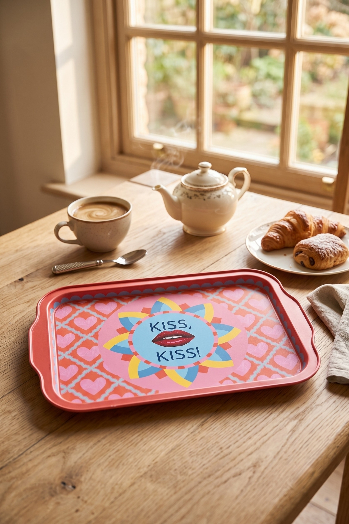 Candy Kisses Serisi Kulplu Metal Sunum Tepsisi - 215x316 mm — Tepsiler — Tinbox