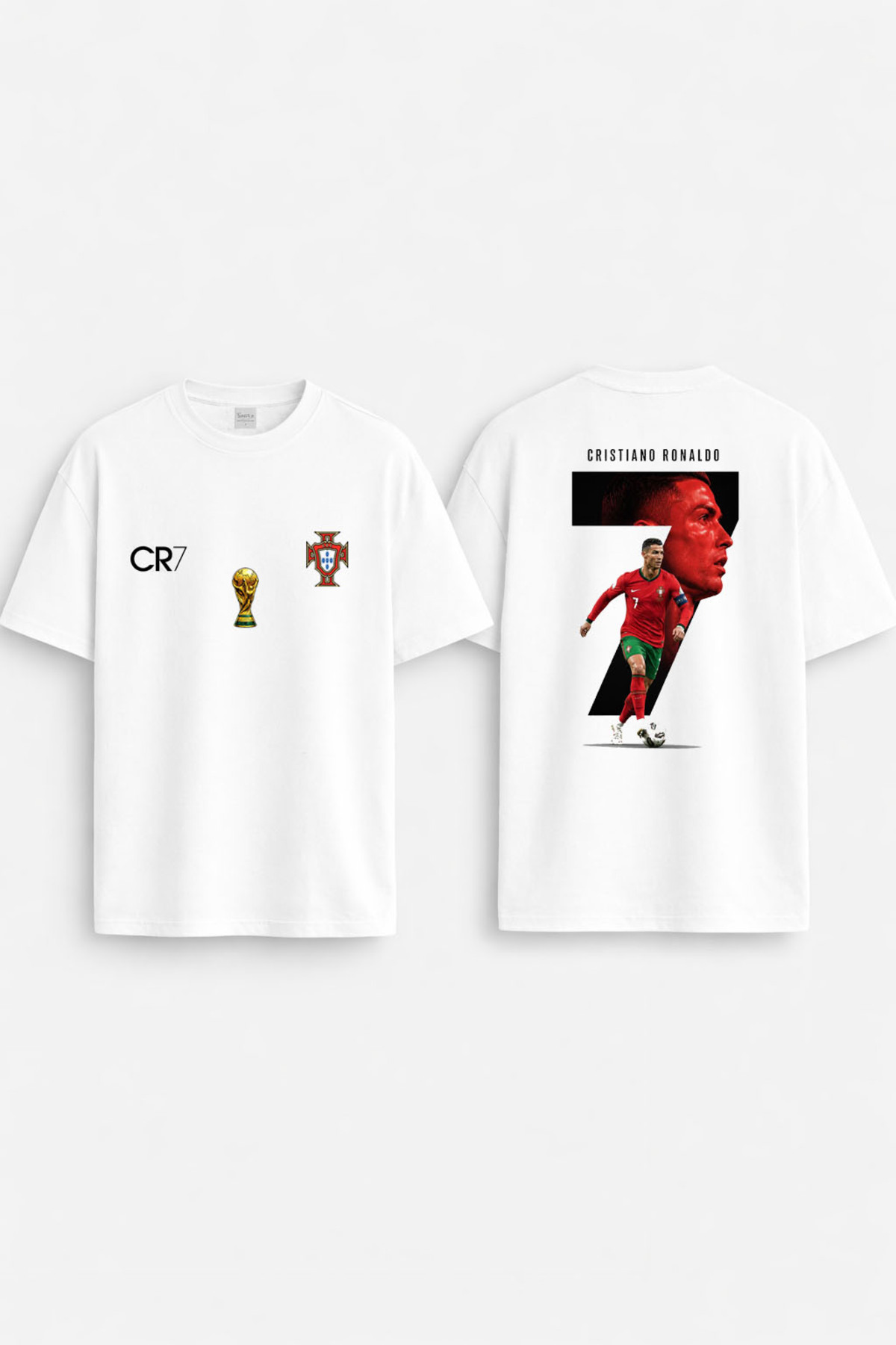cesita Portugal Ronaldo World Cup Printed Cotton White T-Shirt T-Shirt