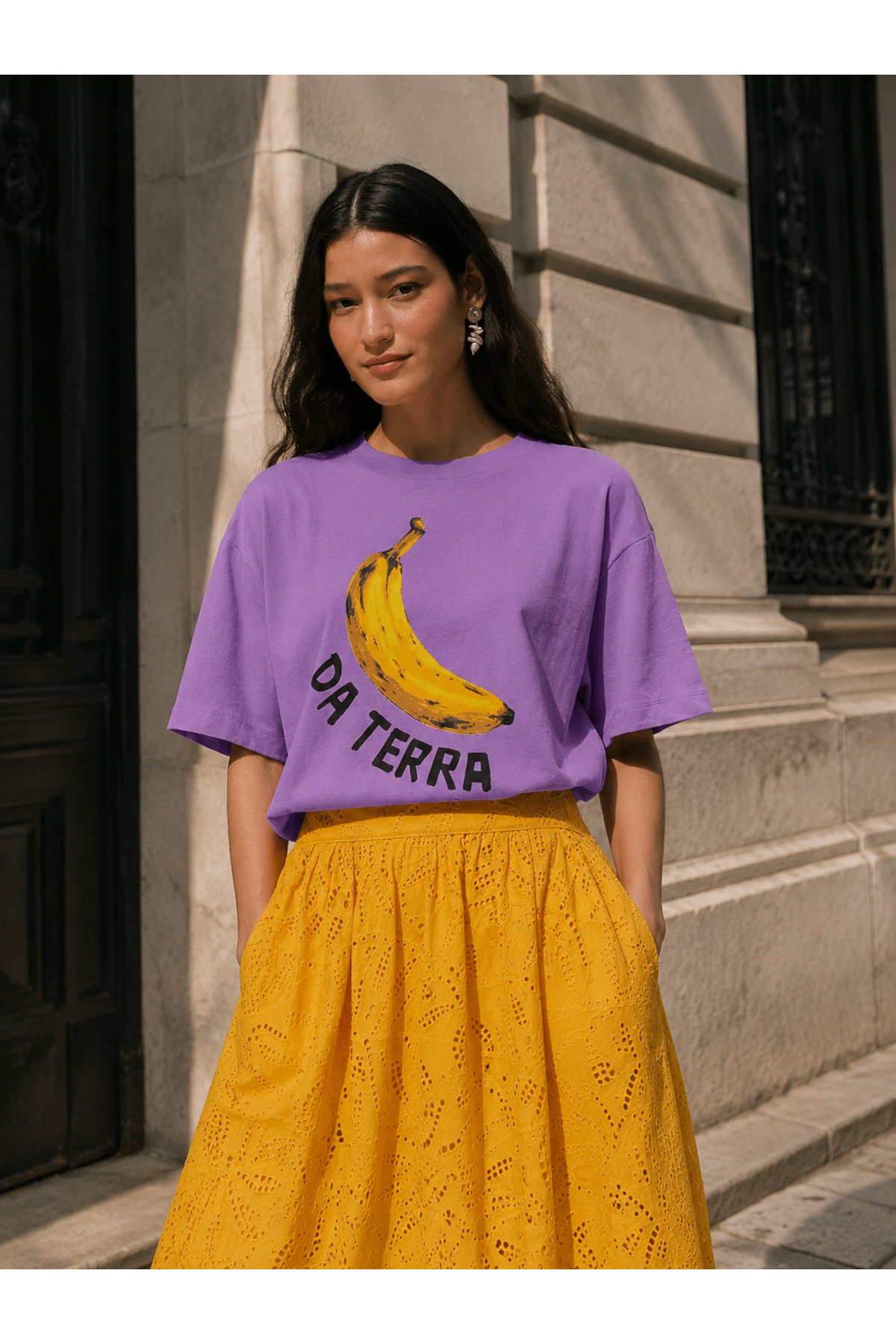Purple Oversize Cut Short Sleeve Printed T-shirt