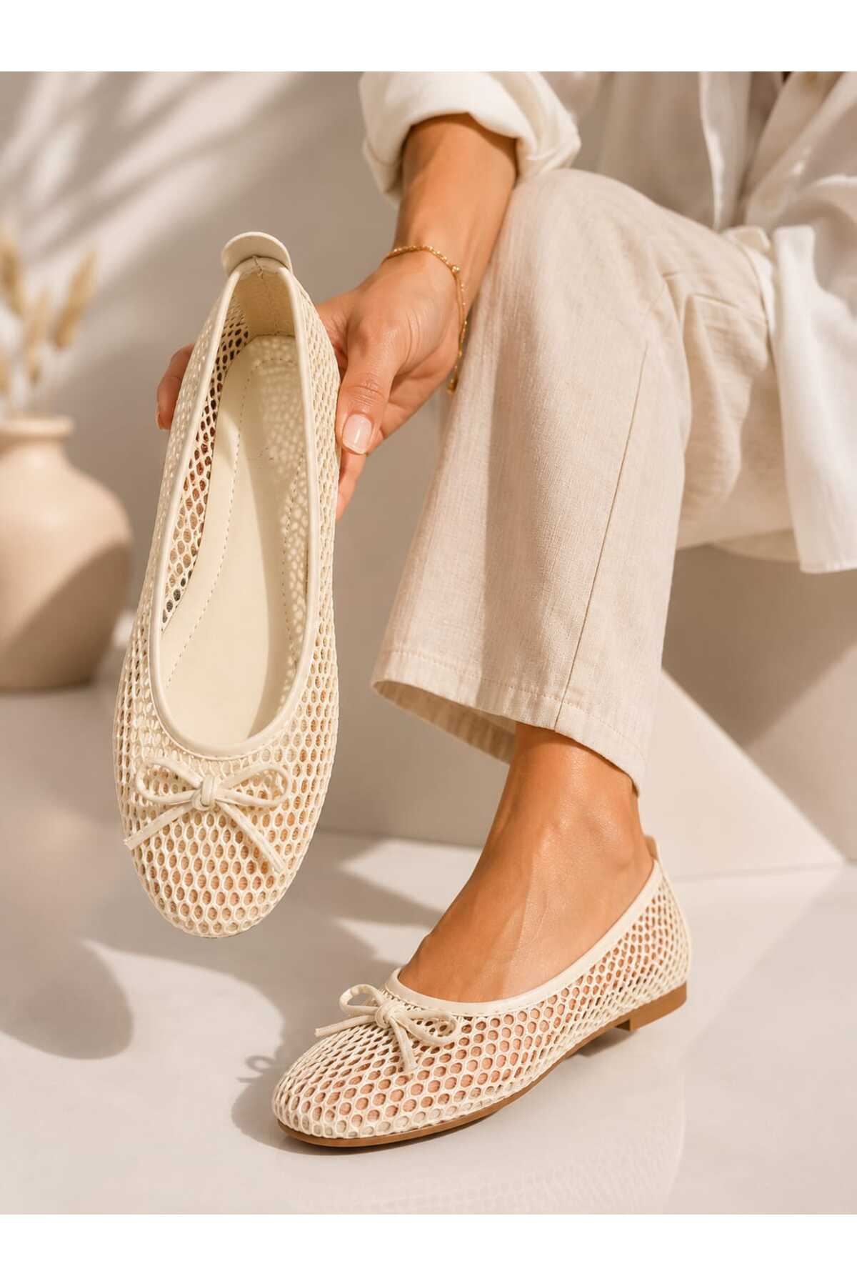 Women's Mesh Mary Jane Flats Casual Stretchy Flats with Shoe Buckle