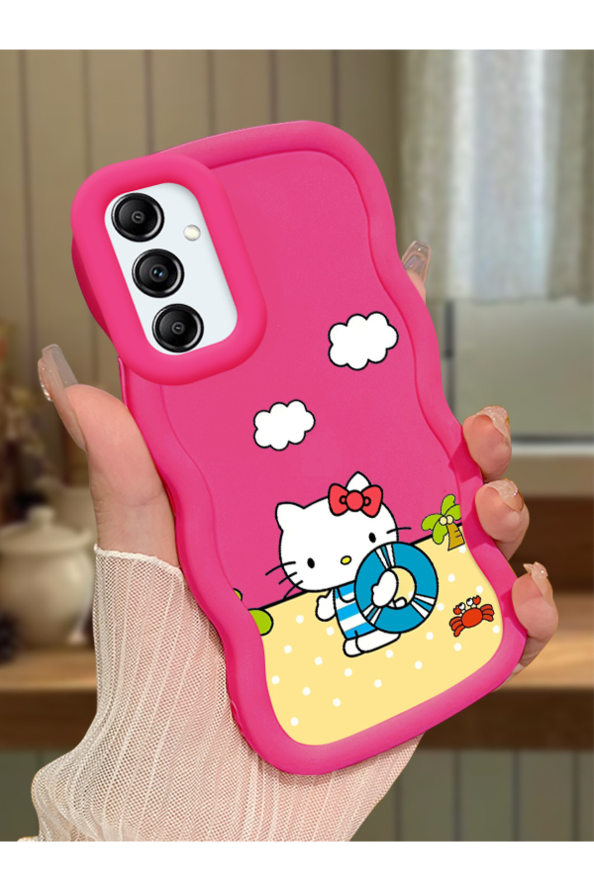 Samsung Galaxy A14 Compatible Case camera protector Red Silicone Couple Phone Case Kitty Pattern