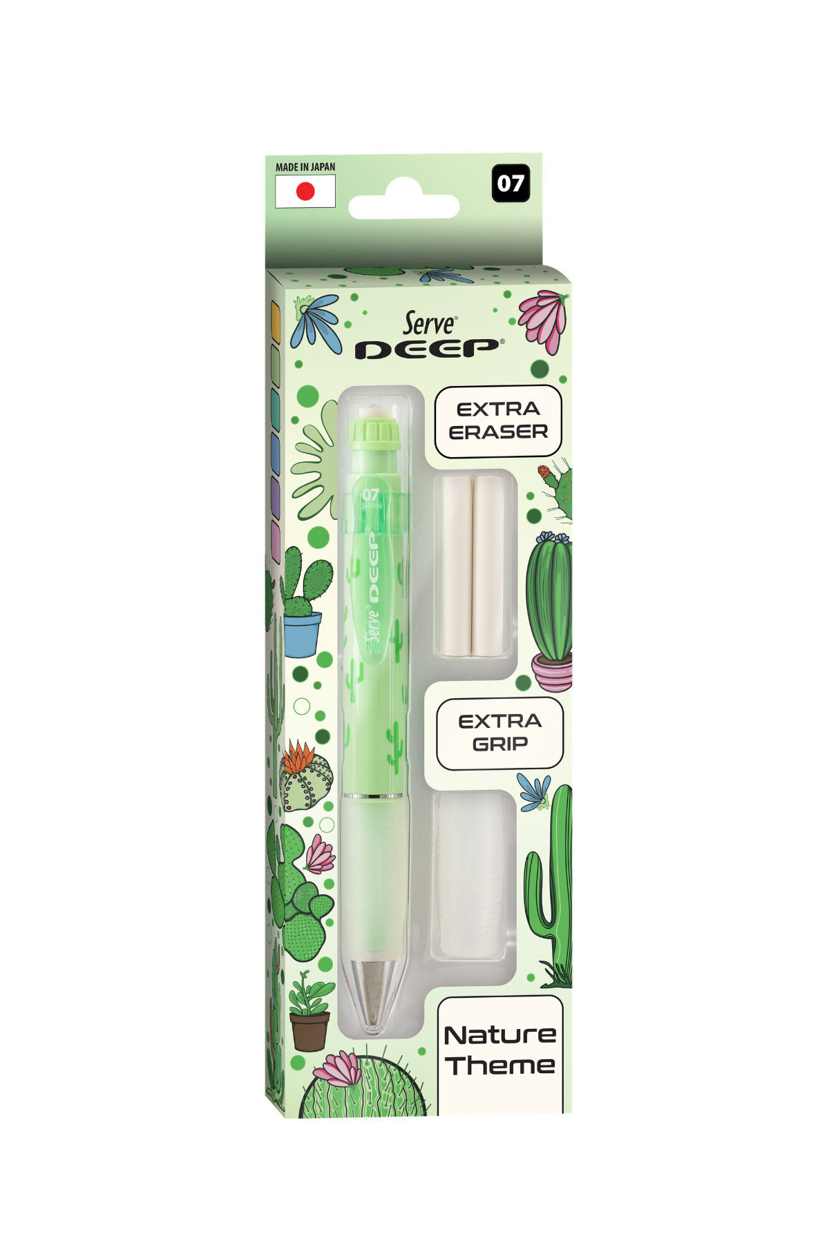 Serve Deep Versatil Kalem 07mm - Doğa Serisi - Yedekli Set (Grip ve Silgi)