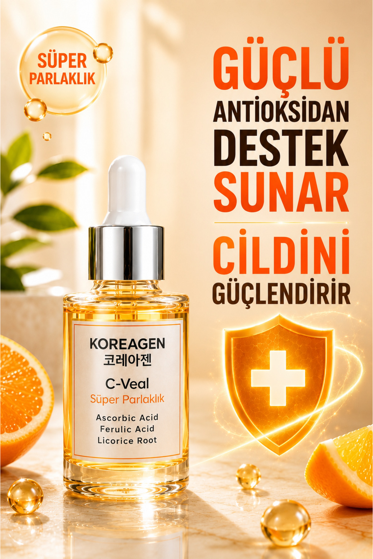 Koreagen C-Veal C Vitamini Serum Leke Karşıtı Serum Antioksidan Serum Cilt Tonu Eşitleyici Yüz Bakım Serumu 30 ml — cveal-01