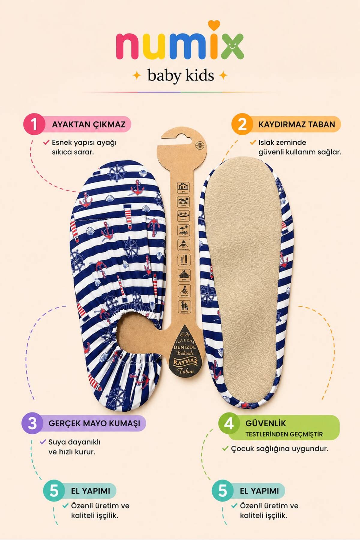 Numix Baby Kids Kaydırmaz Taban, Unisex Yetişkin-Çocuk, Deniz Ayakkabısı, Havuz Patiği, Havuz Ayakkabısı görsel 5