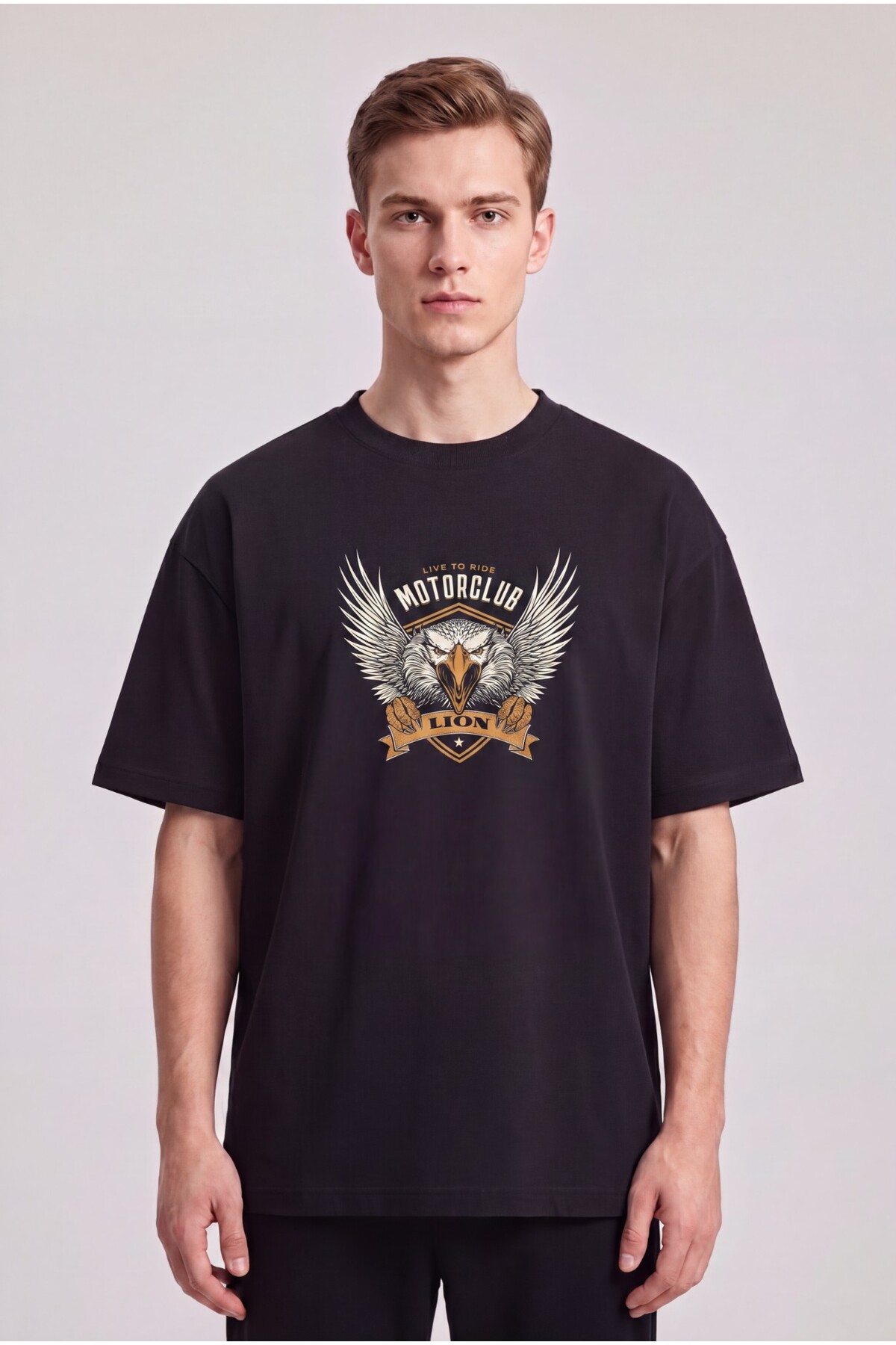 BLACK NOVA Oversize Baskılı Unisex %100 Pamuk T-shirt Motorclub