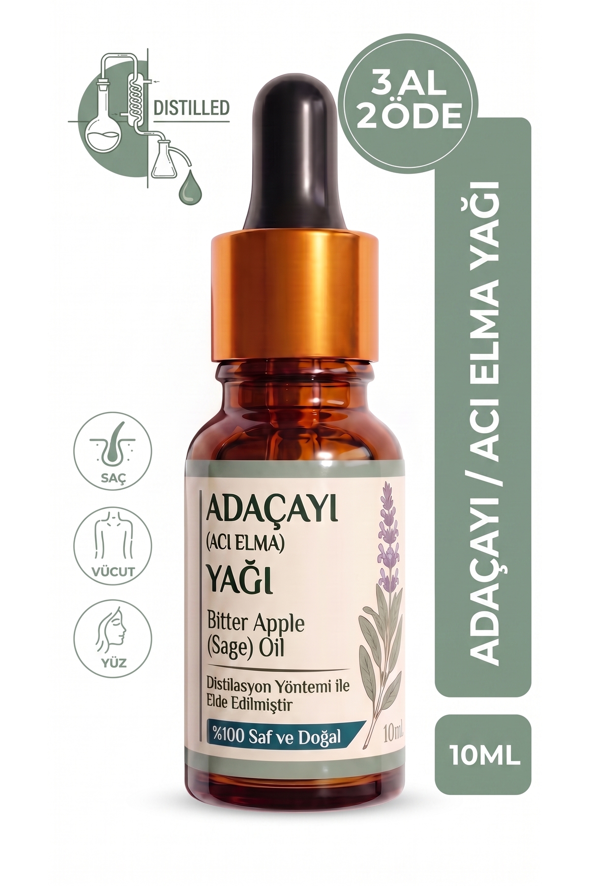 aktarloji Adaçayı (Acı Elma) Uçucu Yağı 10 ml / %100 Saf Ve Doğal / Sage Oil — A1-Adacayı-yag-10