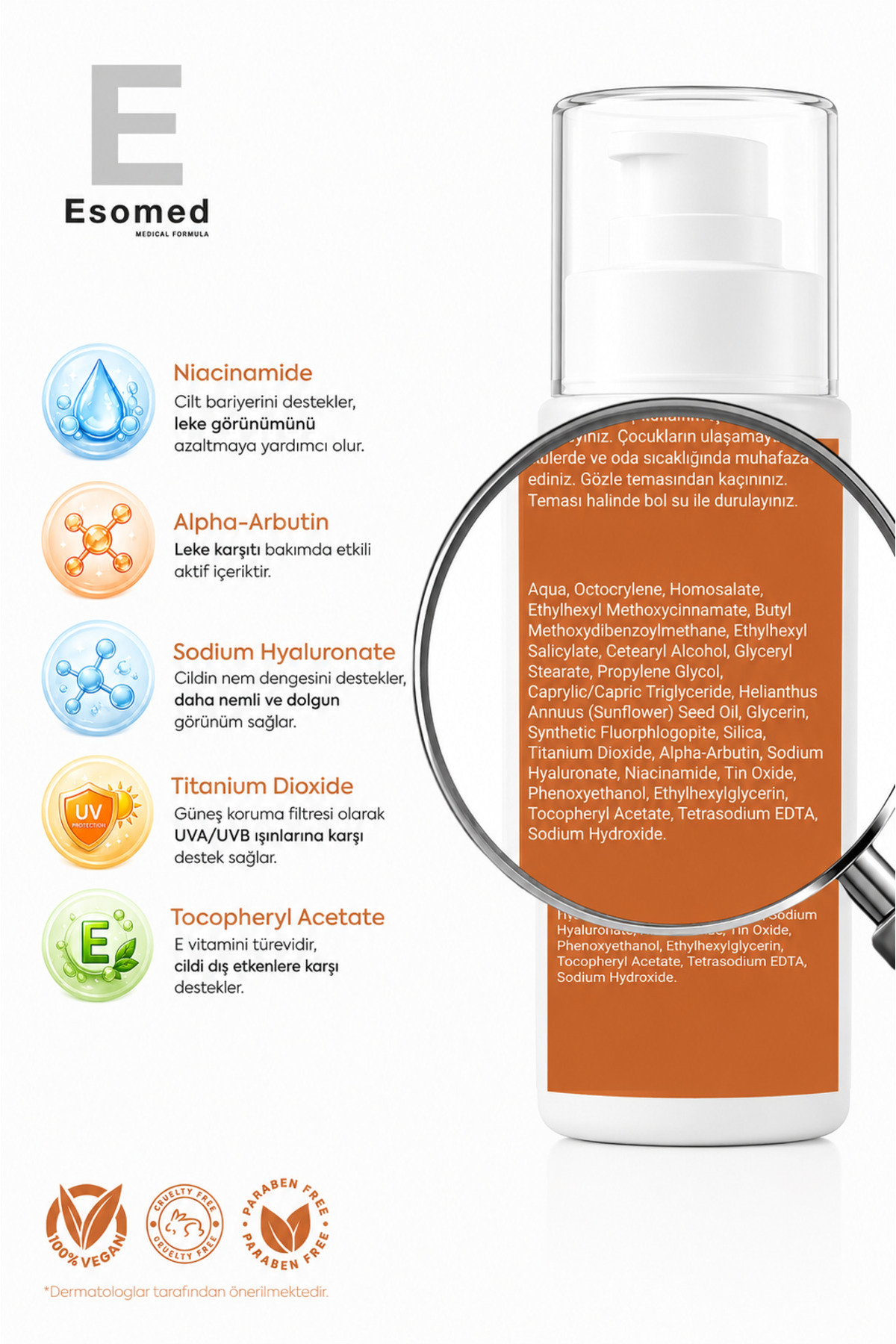 Melashield Kore Parıltısı Güneş Kremi SPF 50+ Göz Yakmayan Suya ve Tere Dayanıklı UVA/UVB Koruma 50ml — Melashield-esomed — تصویر 2 از 8