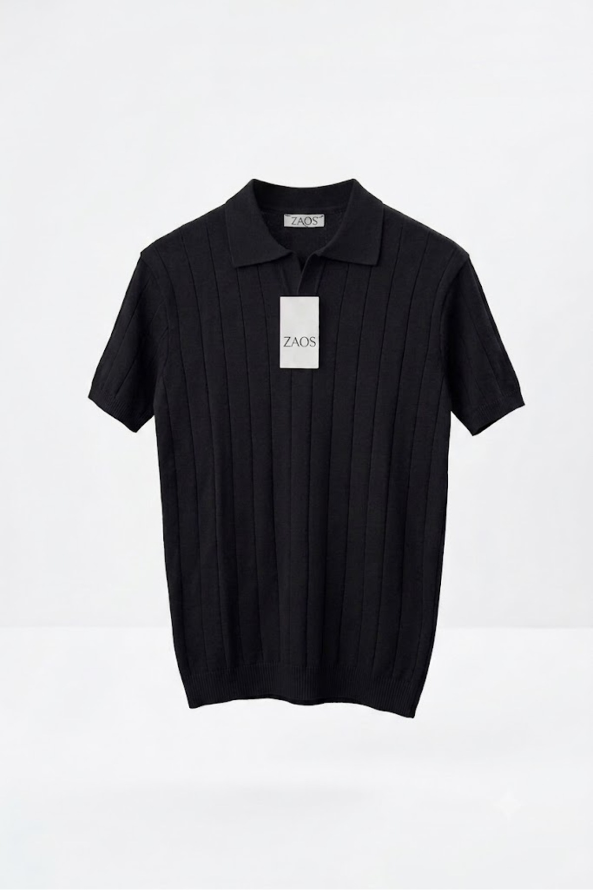 zs zaos fashion Men's Nurse Collar Short Sleeve Knitwear T-Shirt Summer Quality Basic T-Shirt