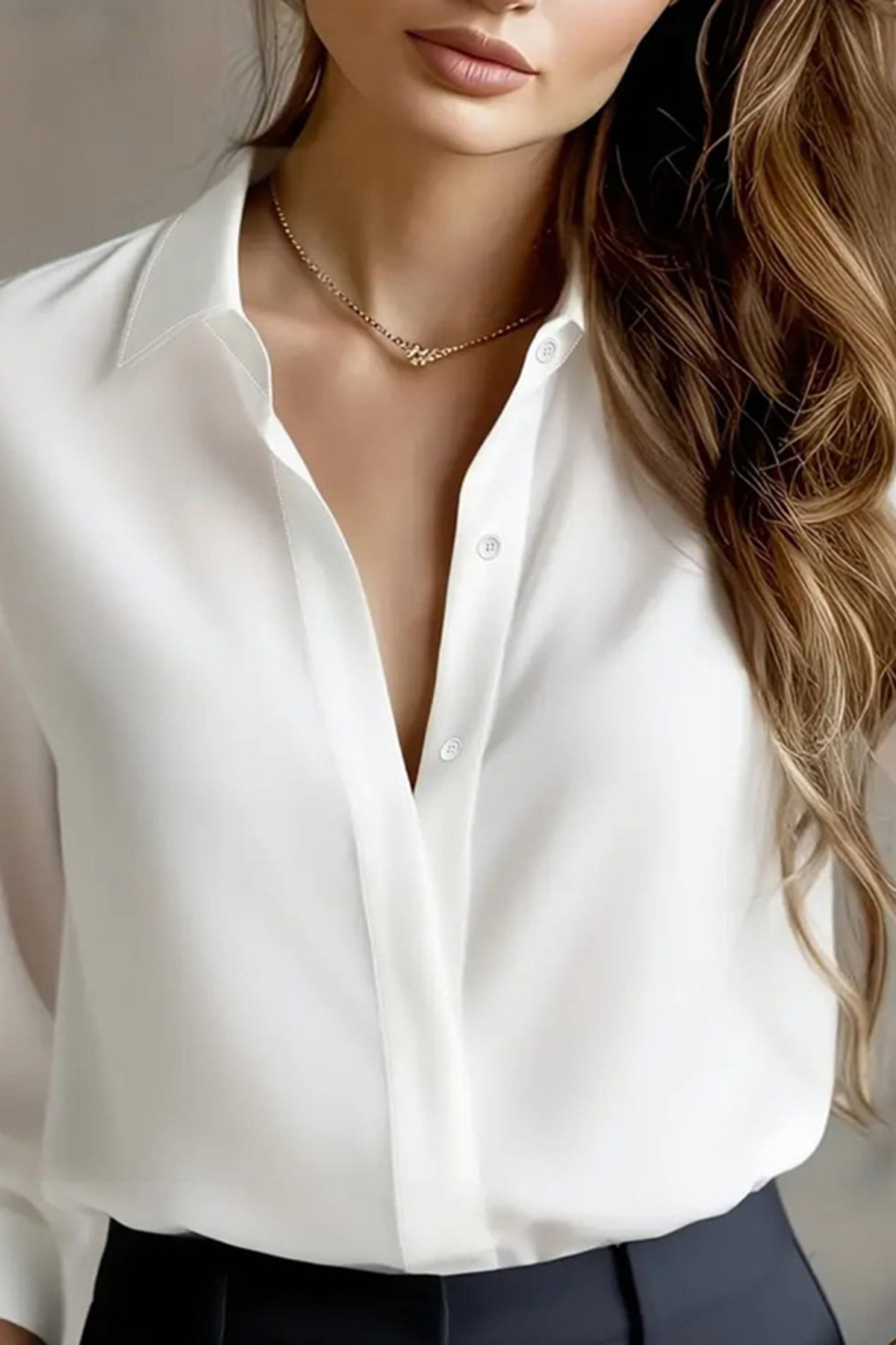 Moda Zerin Dubai Krep Kumaş Gömlek - Beyaz
