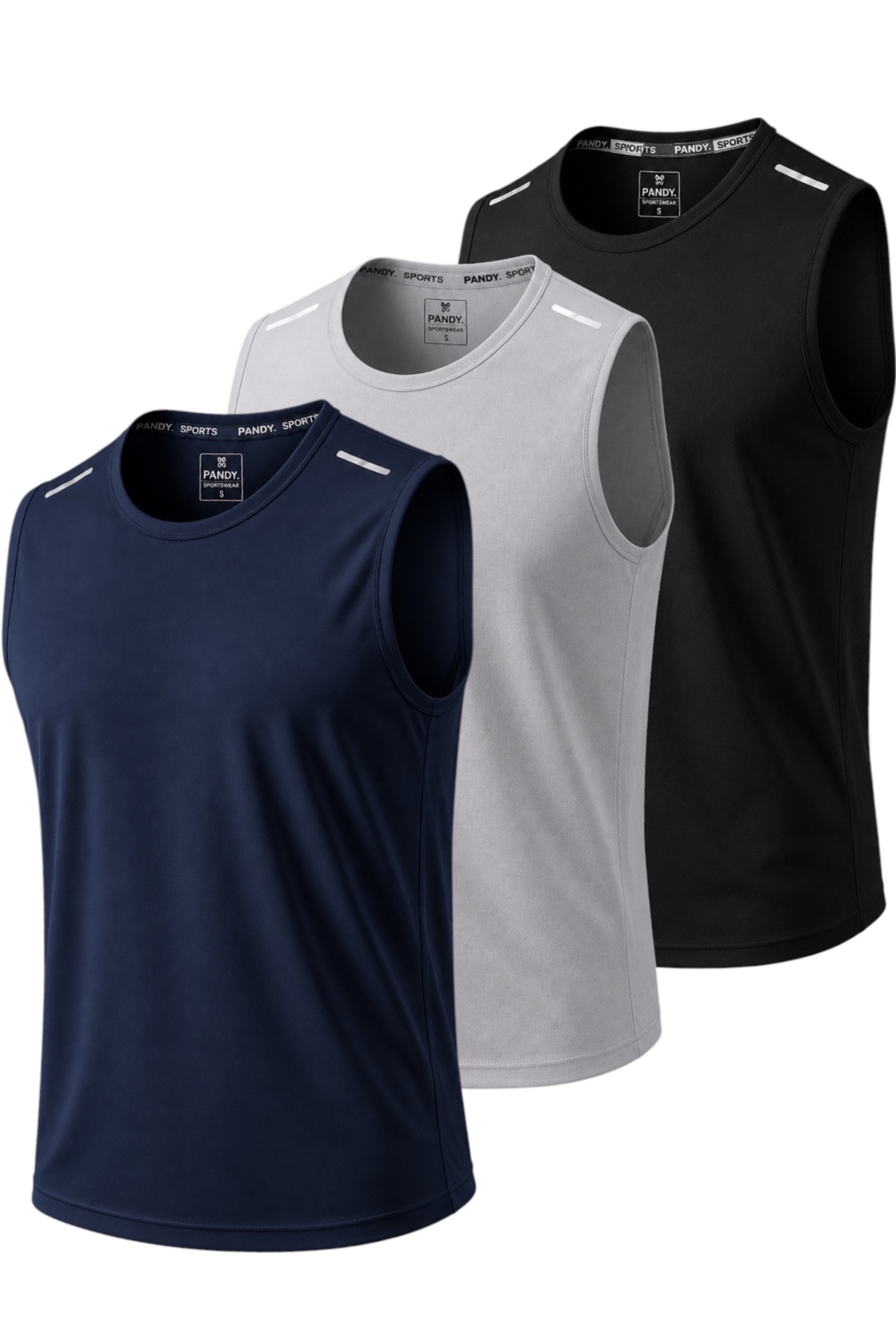 pandy 3'lü Hızlı Kuruma Nefes Alabilen Atletik Teknik Sporcu Sıfır Kol T-shirt
