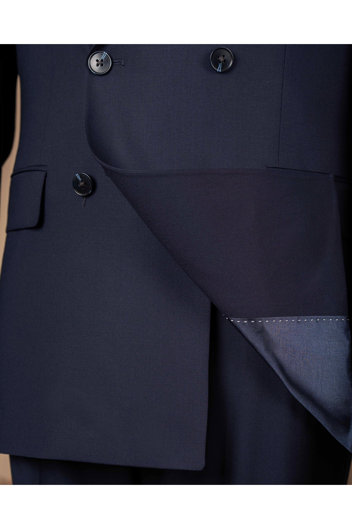 TerziAdemAltun Slim fit erkek kruvaze sivri yaka ceket pantolon takım elbise lacivert T20172-02 görsel 2