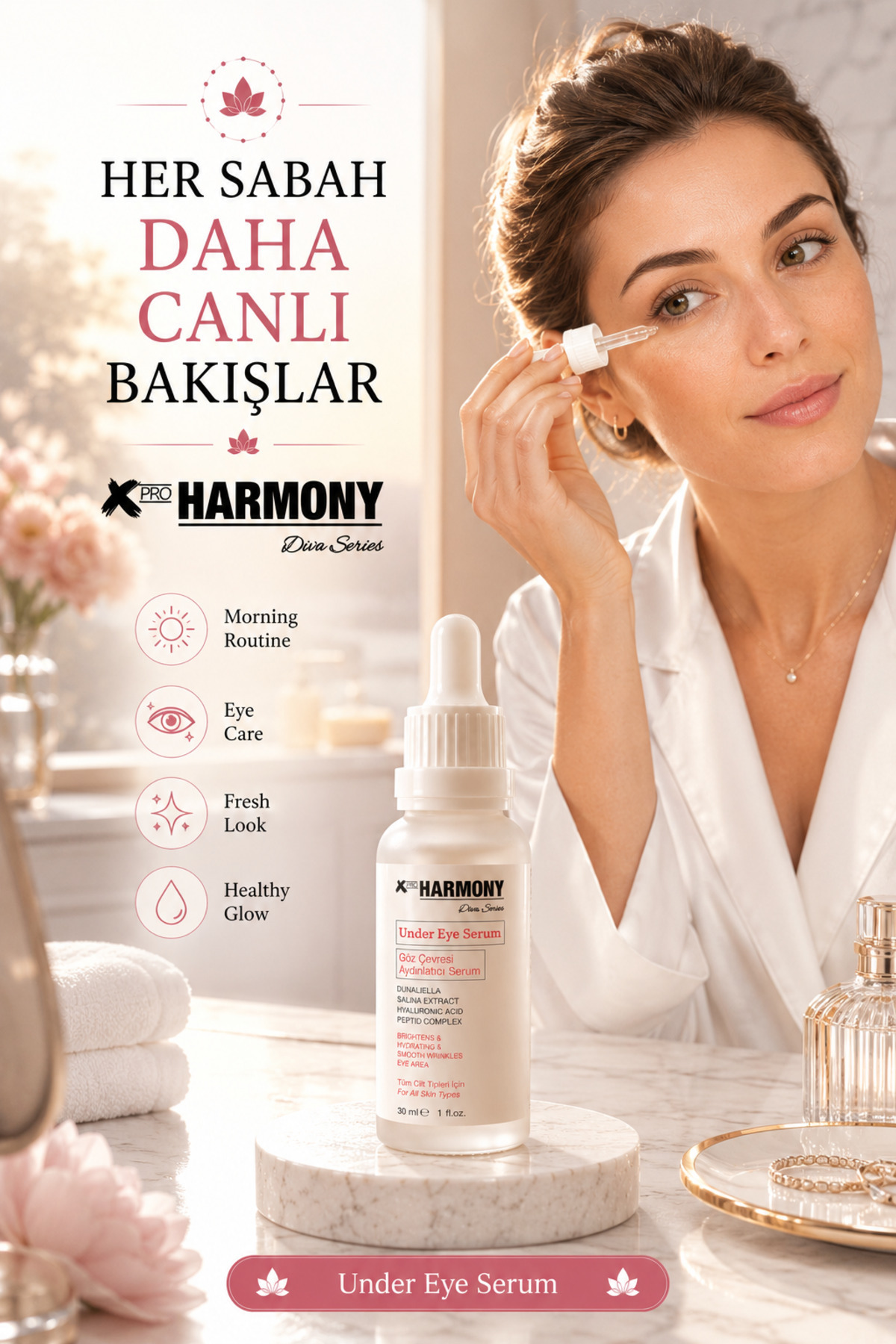 Peptide Complex Göz Çevresi Aydınlatıcı Serum 30 ml | Hyaluronik Asit Destekli Yoğun Nem & Canlı Bakış Etkisi — XPH-DS-ES030 — تصویر 6 از 8
