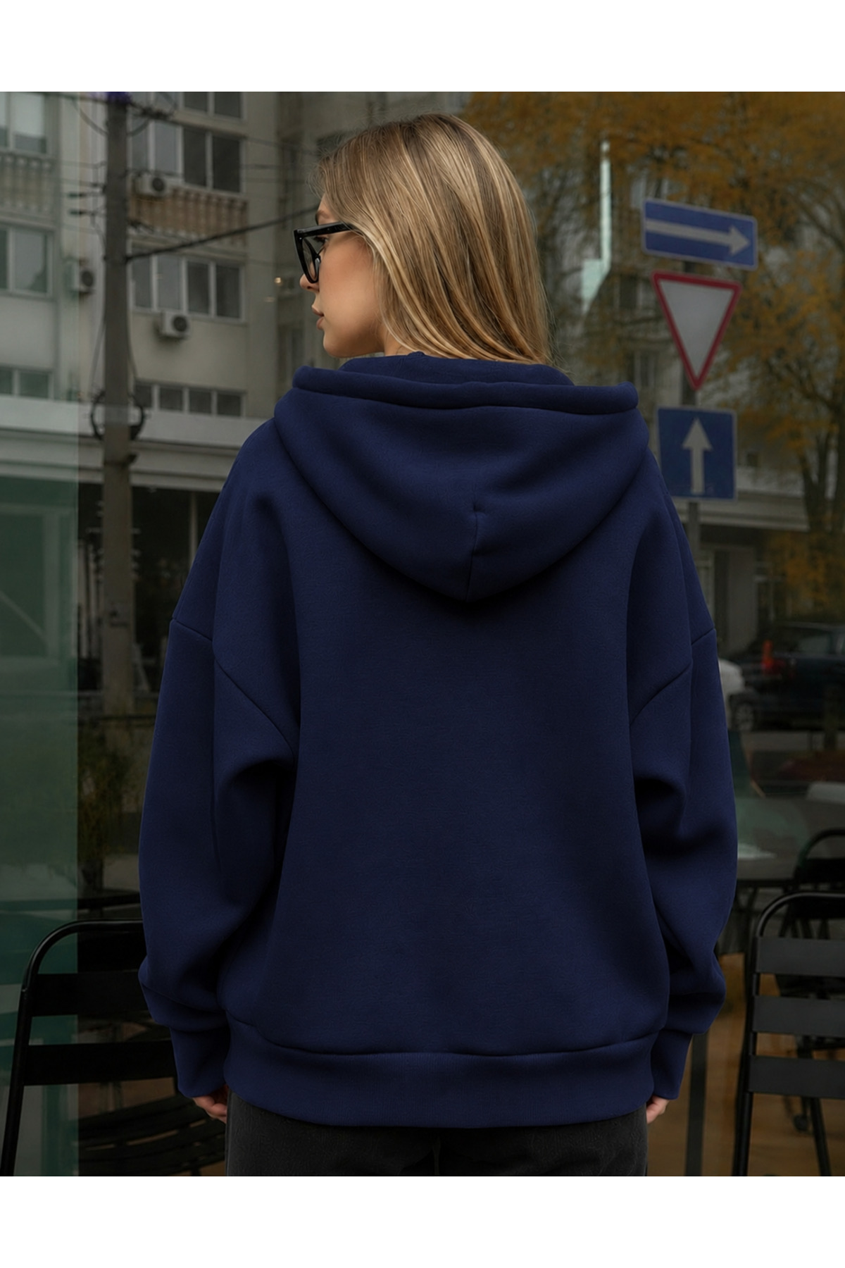YAKAMEL KADIN OVERSİZE KAPÜŞONLU FERMUARLI HIRKA SWEATSHIRT görsel 3