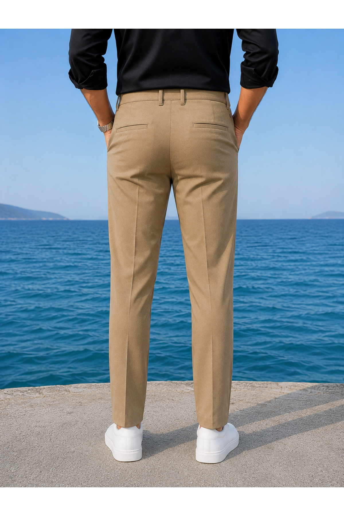 شلوار راحتی مردانه طرح شتری مدل Slimfit Stretch — بژ modabmkmscamelpt — تصویر 3 از 3