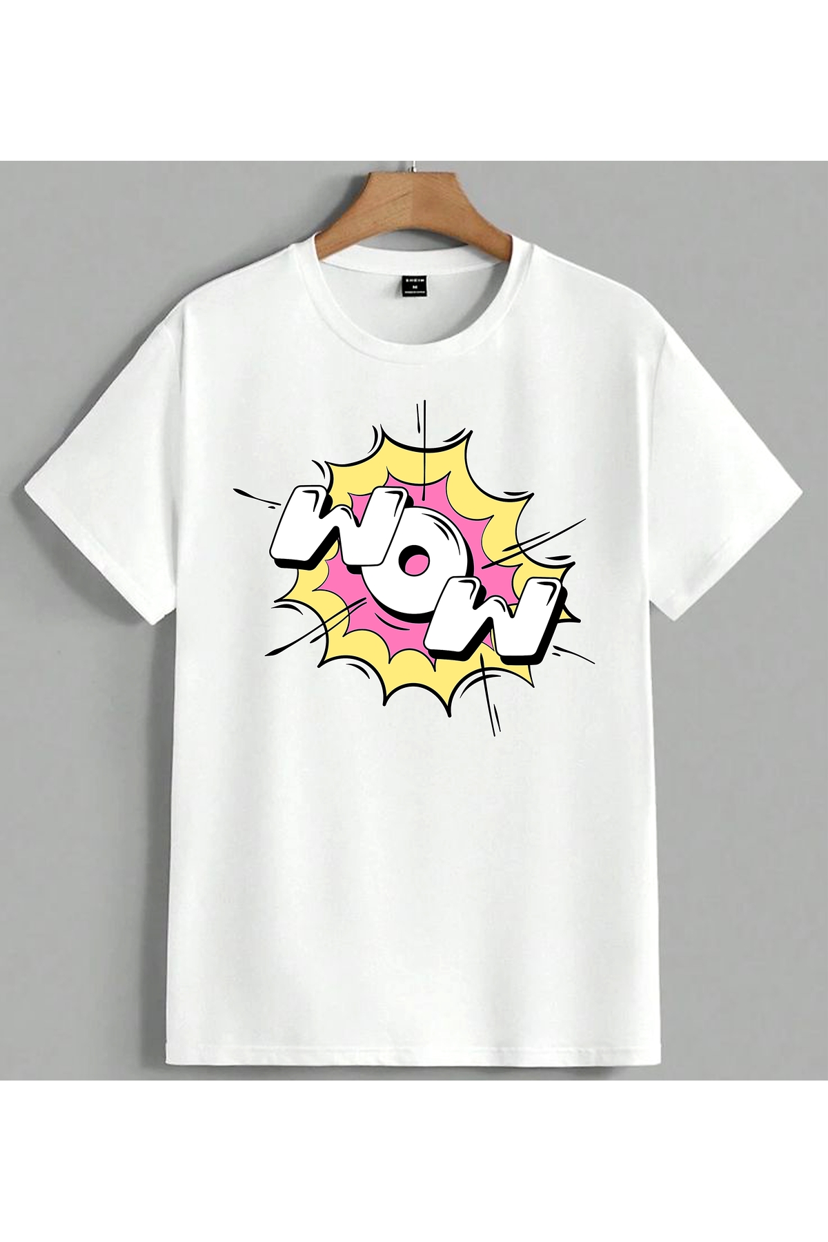 ELFERA Wow Expression Funny Face Pop Printed Unisex Oversize T-Shirt White