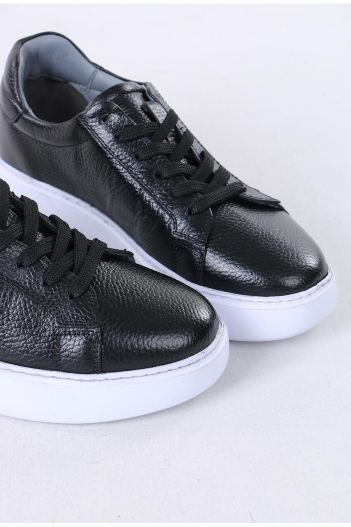 TROVIX Premium Siyah Erkek Sneaker, %100 Hakiki Deri, Beyaz EVA Tabanı görsel 6