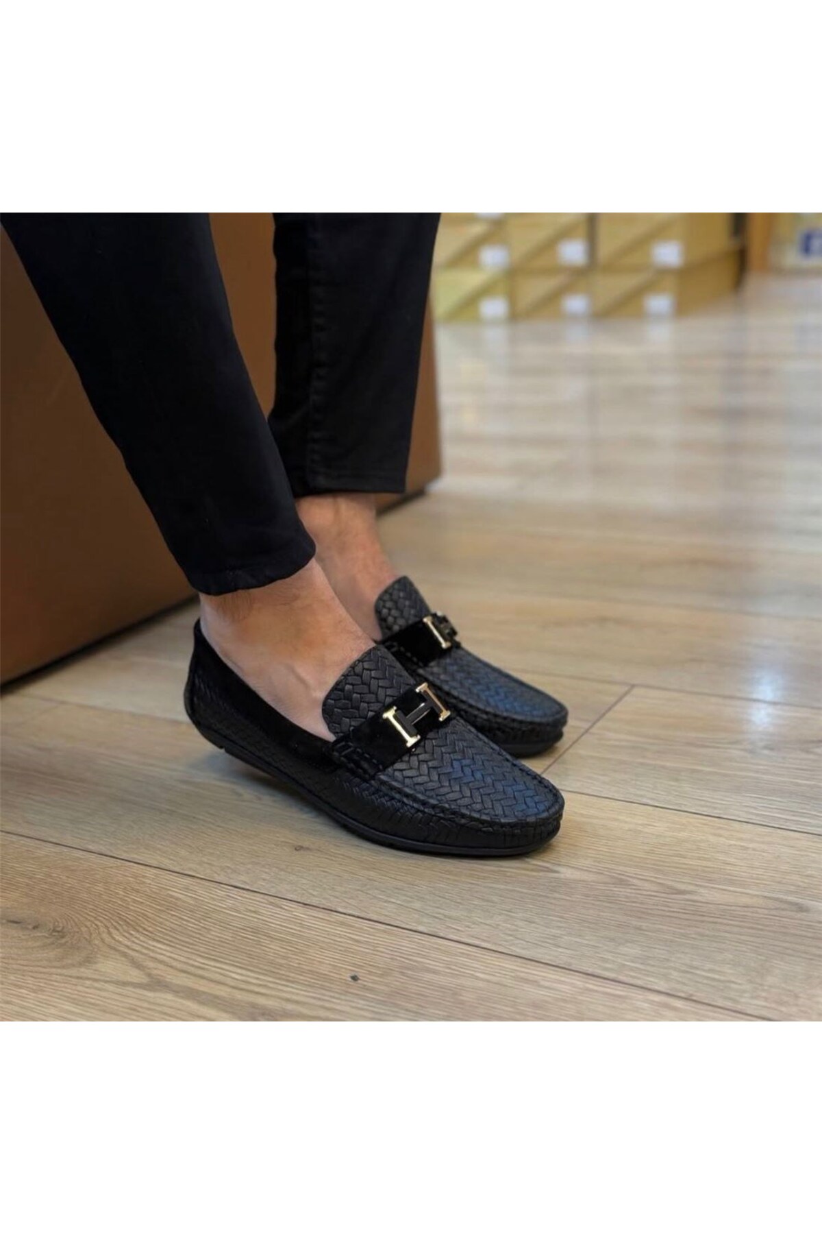 Parlak Hakiki Deri Baskılı Günlük Loafer Ayakkabı görsel 2