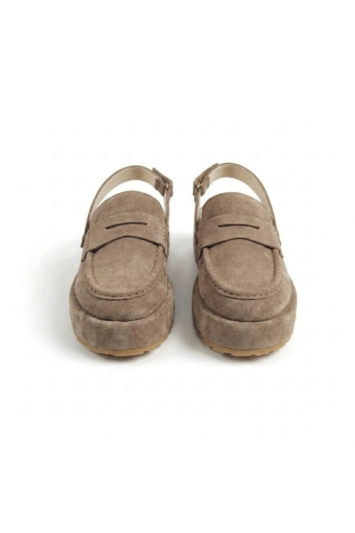 Oneka Shoes Kadın günlük sandalet loafer kuşak vizon süet sarma 070826VSS0915 görsel 4