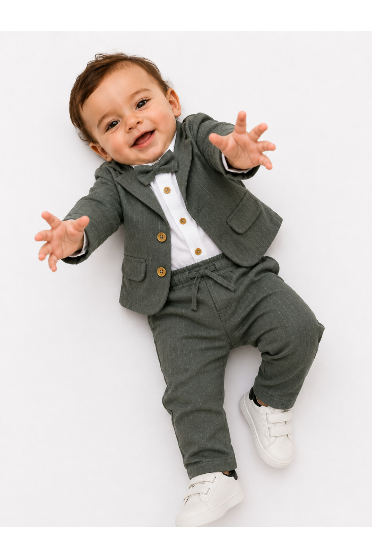 tinytrends Baby Boy Bodysuit Shirt with Bow Tie Suit