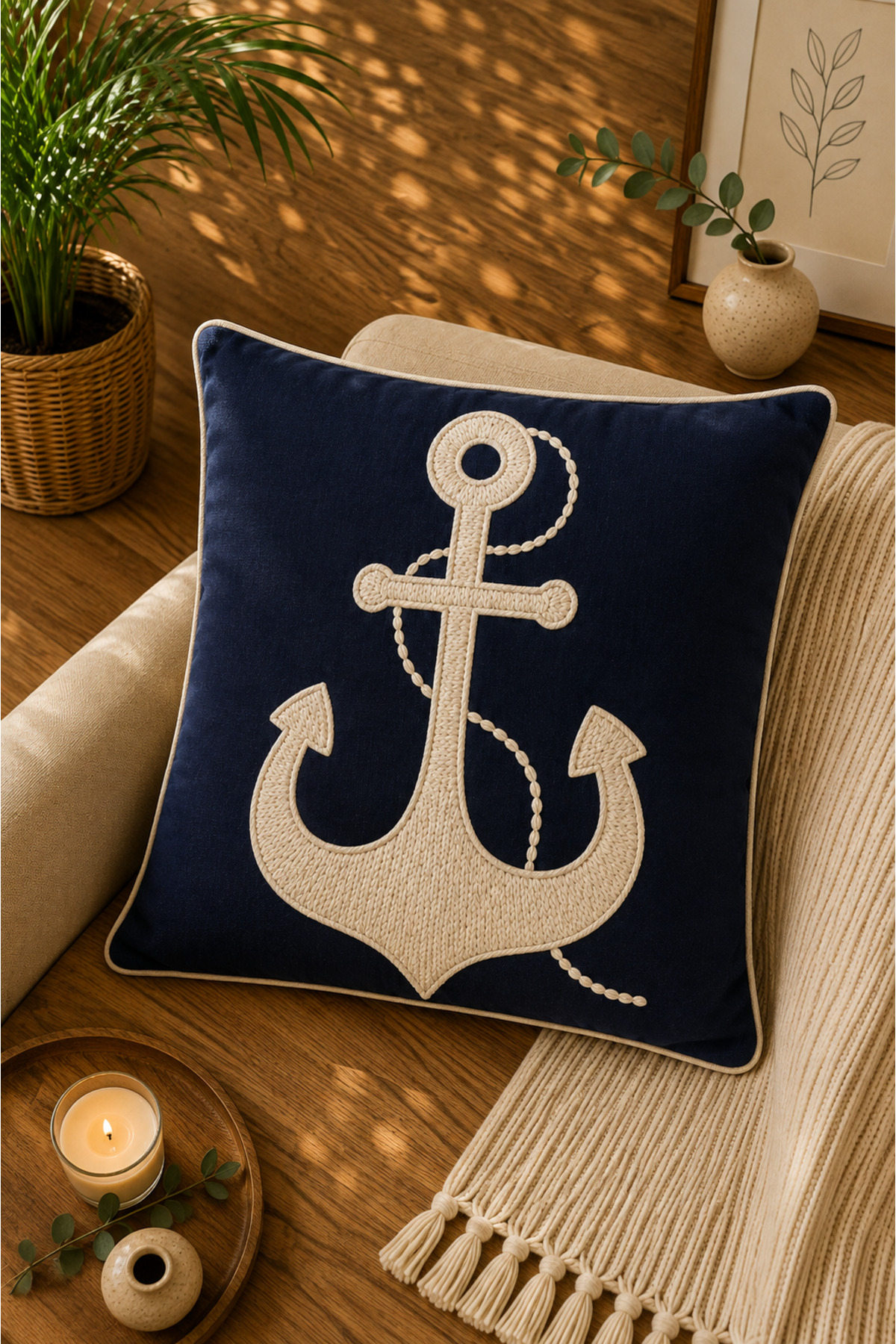Dijital Baskılı Dekoratif Kırlent Kılıfı 43x43 cm – Modern Desenli Keten Dokulu