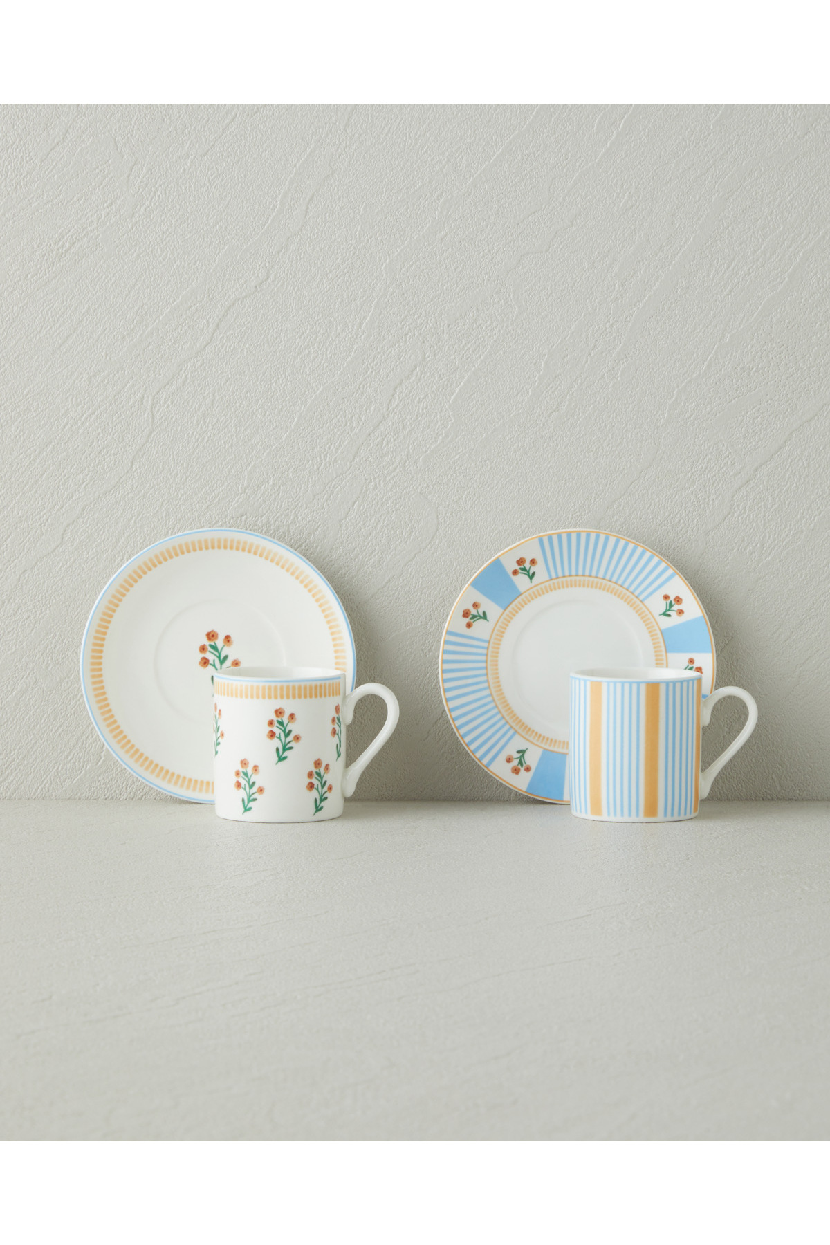 Lumina New Bone China 4 Parça 2 Kişilik Kahve Fincan Takımı 80 ml Sarı