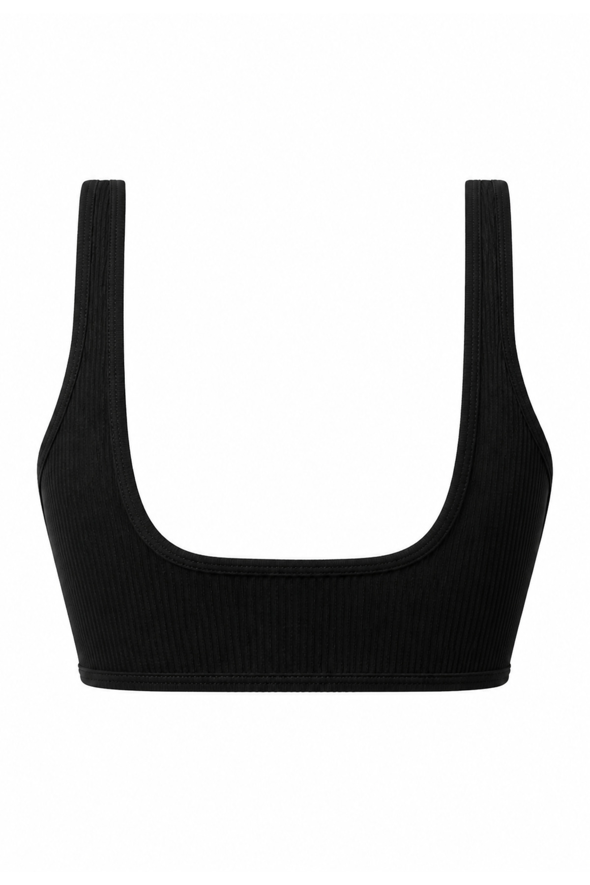 Formactive Kadın Siyah Ribanalı Kare Yaka Crop Spor Üst Büstiyer, Fitness, Yoga ve Pilates 1991 görsel 5