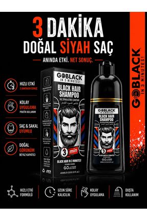 Go Black Siyah Şampuan Saç Siyahlaştırıcı 3 Dakikada Etkili Saç Sakal Şampuan...