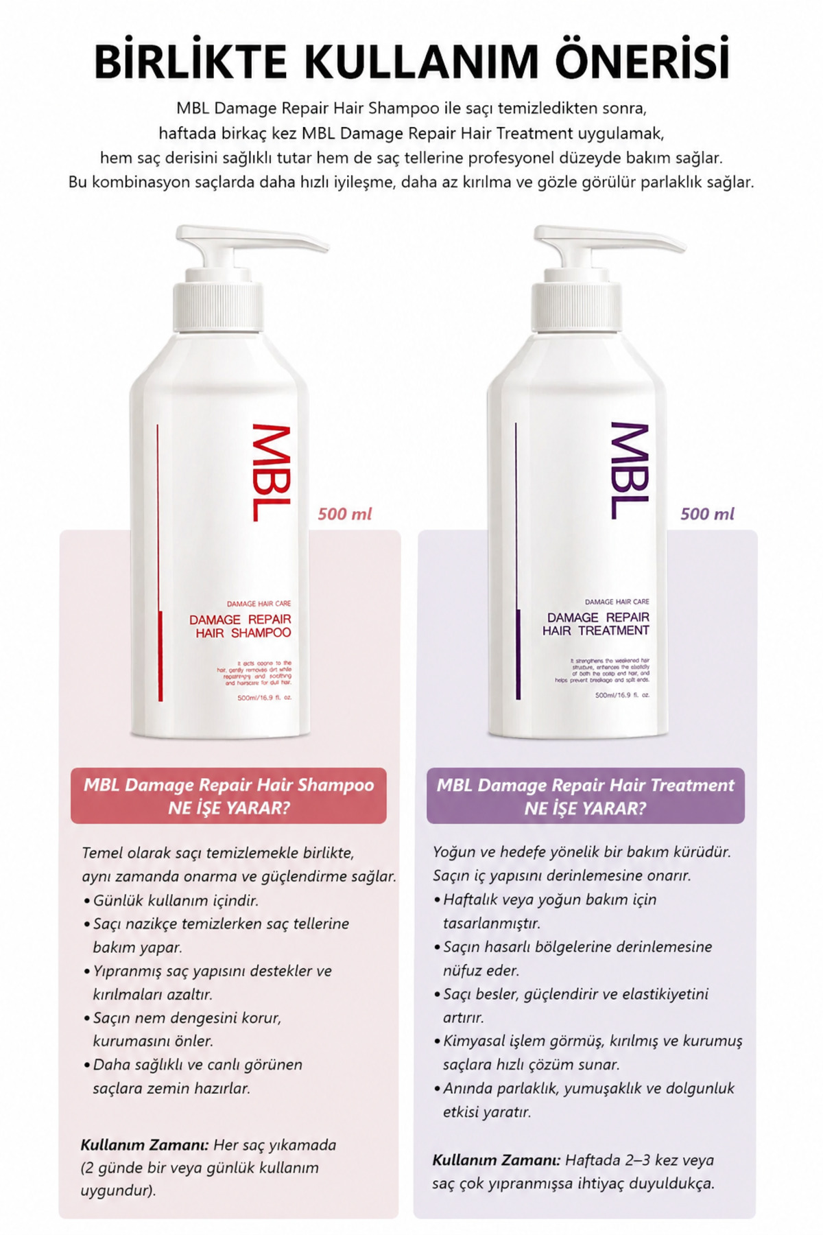 MBL Saç Onarıcı Maske – Kırılma Karşıtı, Nemlendirici, Güçlendirici Bakım 500ML — 8809751760292 — تصویر 7 از 7