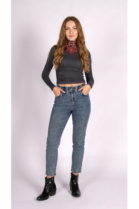 BEST OFFER Paperbag Charm Mid Rodeo Kadın Jean Pantolon