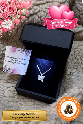 Lucente Jewellery Işıklı Hediye Kutulu Minimal Kelebek 925 Ayar Gümüş Kaplama...