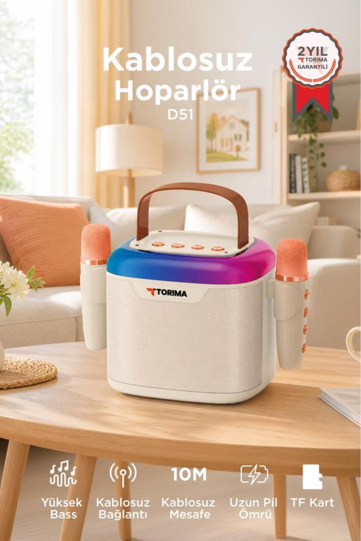 Torima Bluetooth Hoparlör Çift Mikrofonlu Kablosuz Parti Speaker