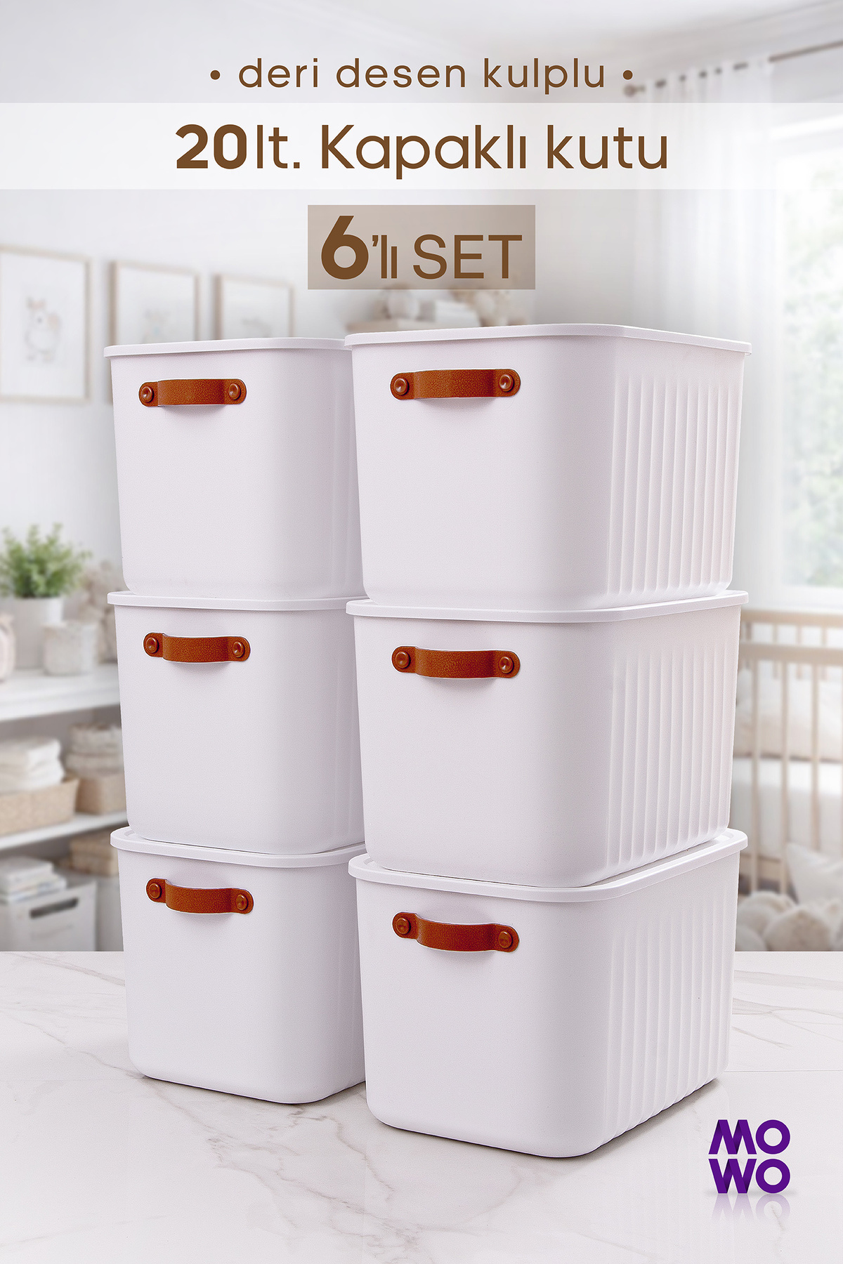 20 Lt 6pcs White Cabinet Organizer Storage Box with BigBox Handles Basket Organizer Toy Box