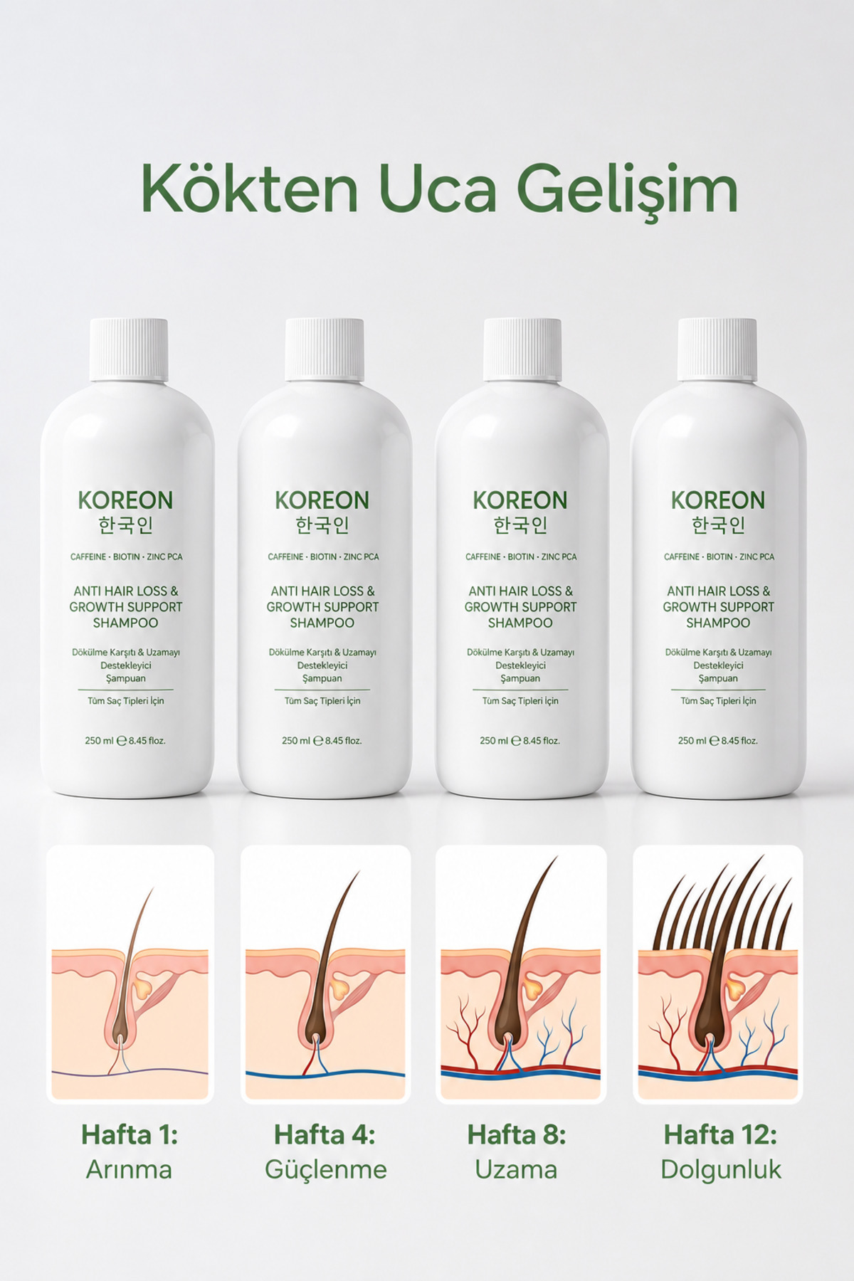 Saç Dökülmesine Karşı Hızlı Uzatan Güçlendirici Onarıcı Şampuan 250 ml | Kafein Biotin Zinc PCA | — KO1 — تصویر 2 از 4