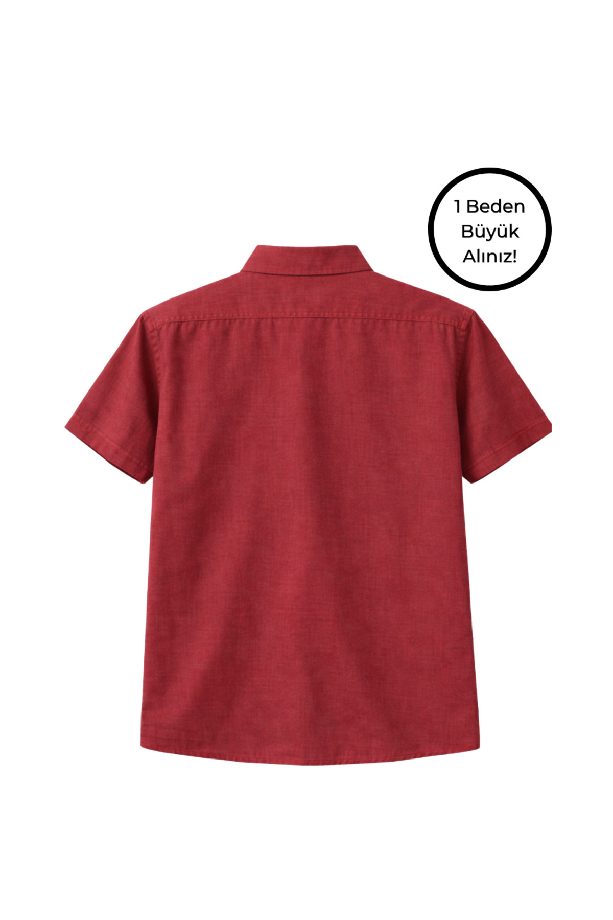 BattalModa Erkek Büyük Beden Bordo Çift Cepli Kısa Kollu Gömlek 3XL-4XL-5XL-6XL-7XL-8XL görsel 5