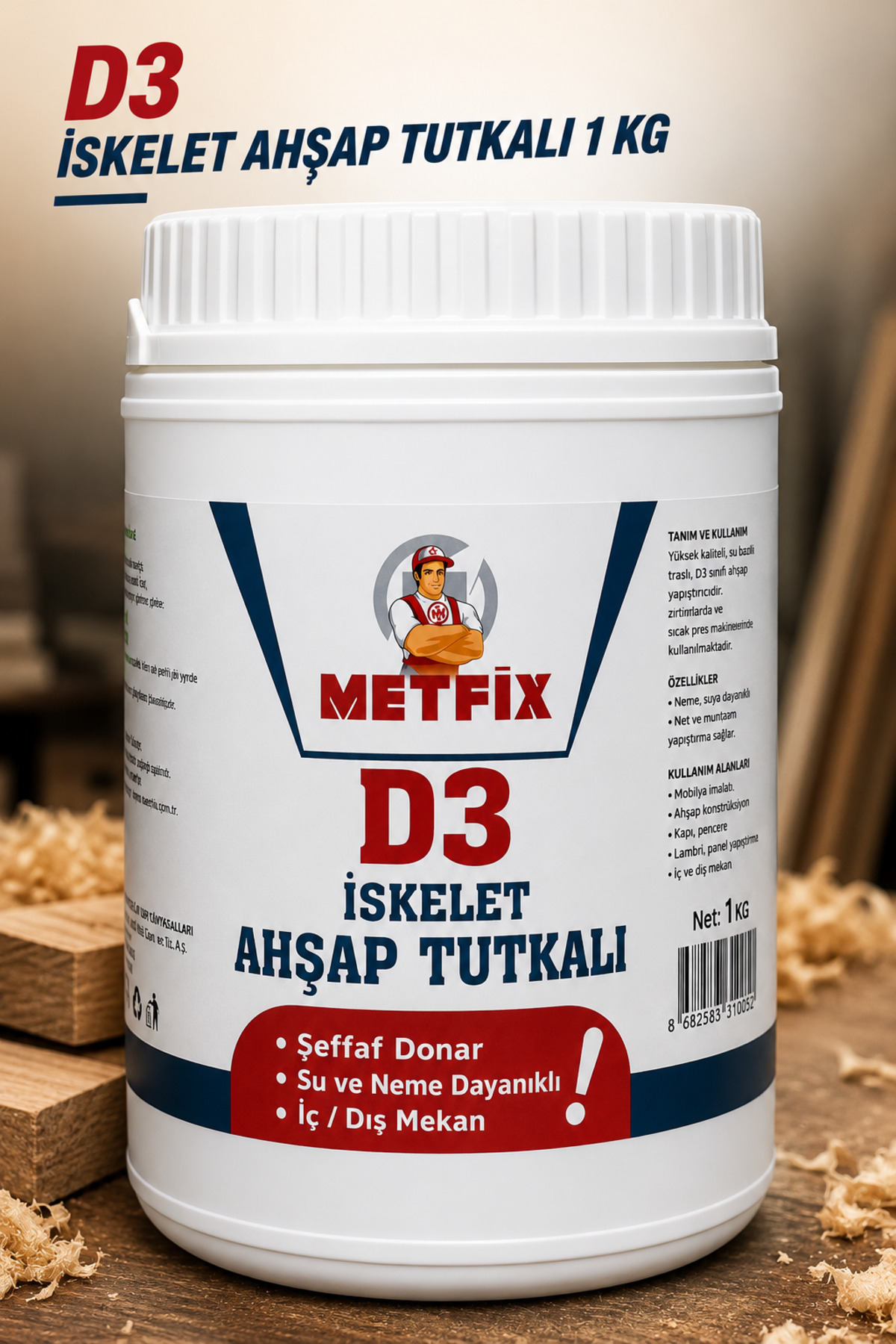 D3 SKELETON WOOD GLUE 1 KG - TRANSPARENT FROST - WATER AND MOISTURE RESISTANT - INDOOR AND OUTDOOR