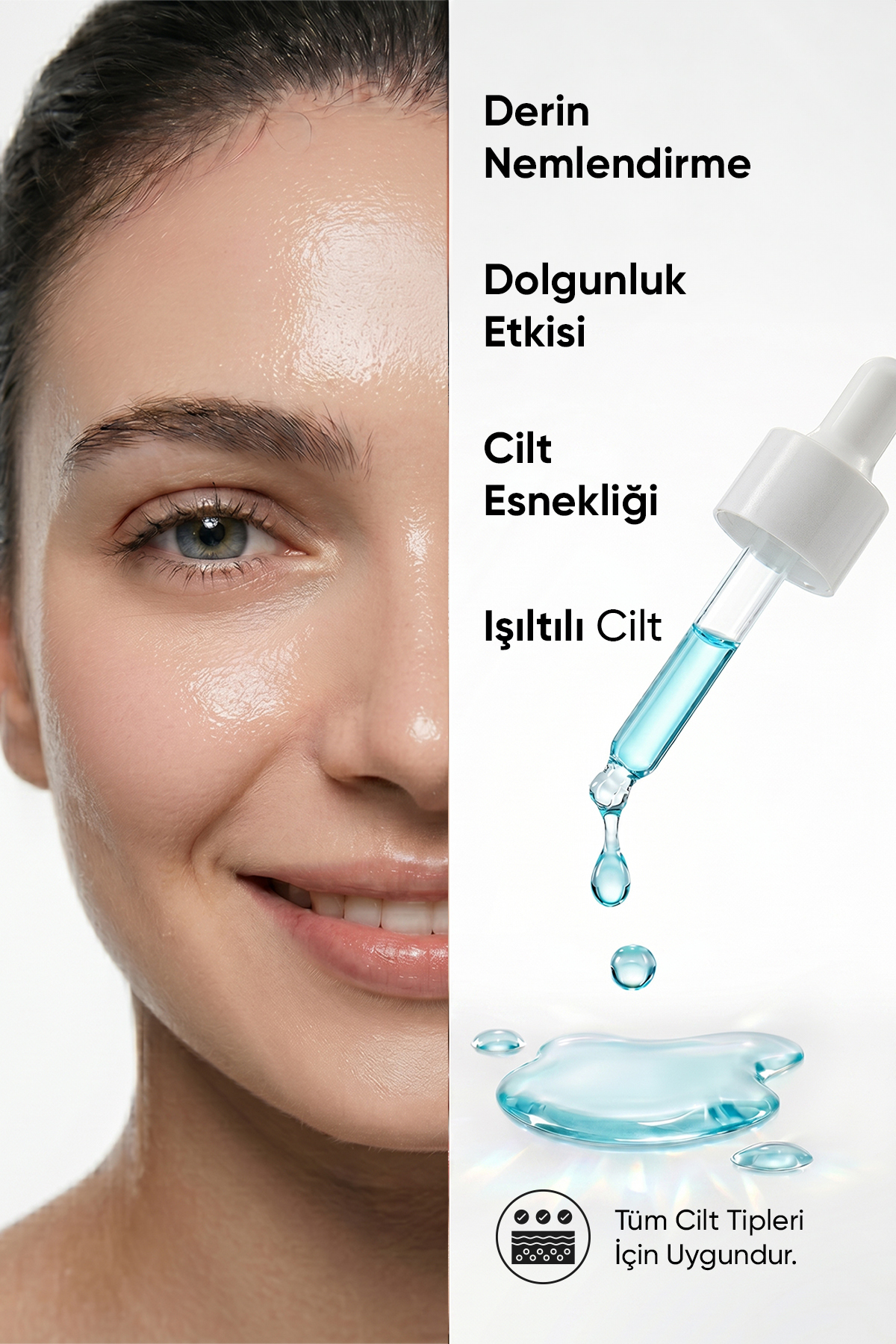 8D Hyaluronik Asit Serum 30 ml| Yoğun Nemlendirici Serum 18 Amino Asit, Beta-Glucan, Panthenol, Urea — YC-SKN-HBS-30 — تصویر 3 از 8