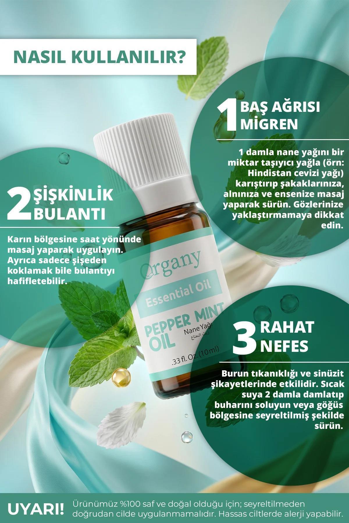 Ferahlatıcı Nane Yağı %100 Doğal Ferahlatıcı Aromaterapi Yağı Peppermint Essential Oil 10 ml — OGEY10NAO — تصویر 3 از 5