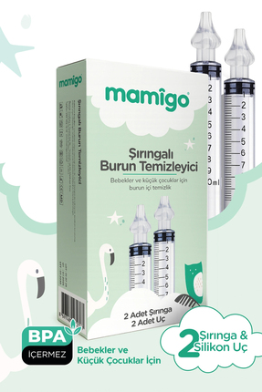 Mamigo Bebek Burun Yıkama Enjektörü 2'li Nazal Aspiratör Şırınga Temizleme Ap...