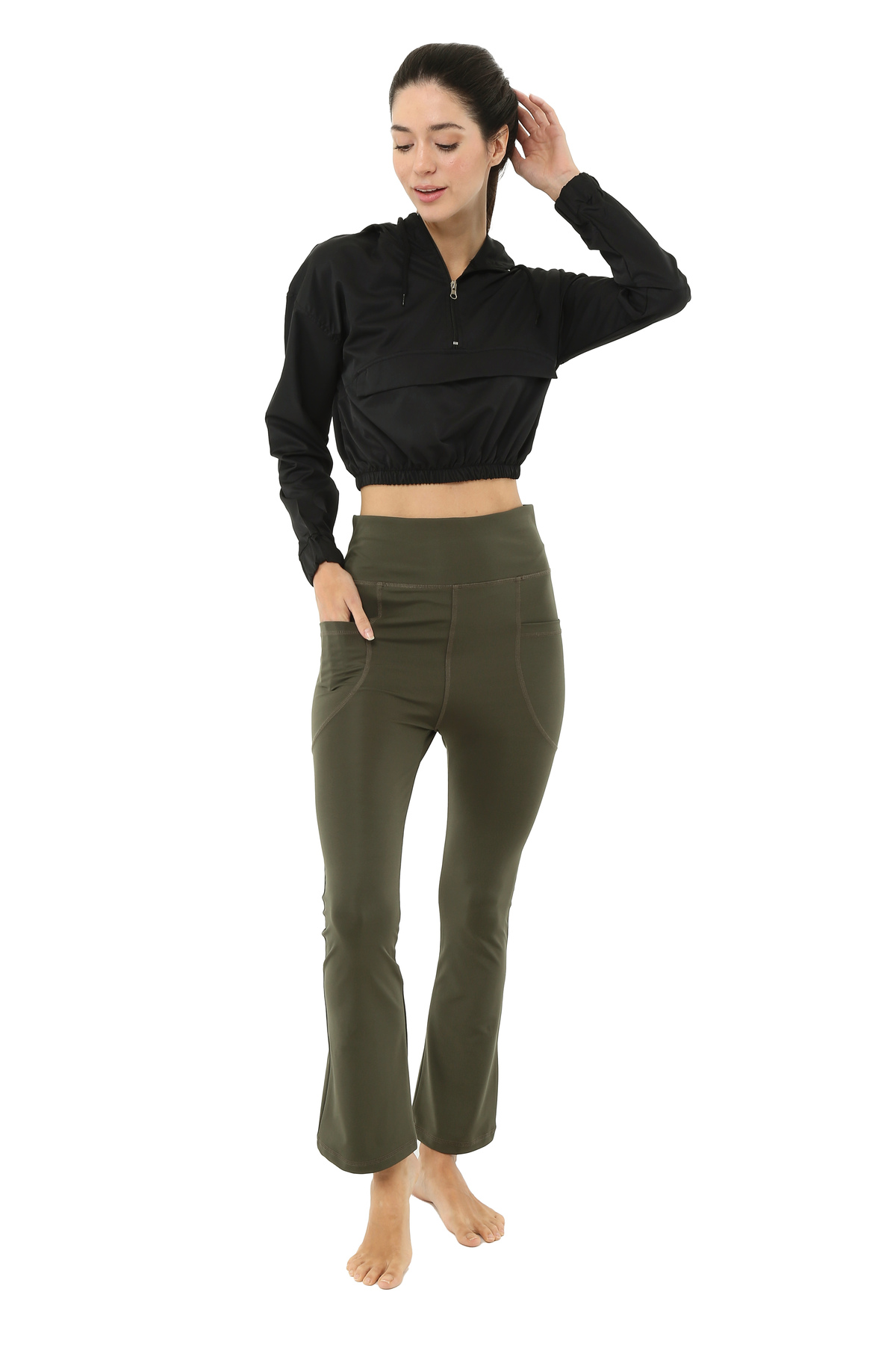 Scorp Alice Crop Kapüşonlu Kadın Sweatshirt Siyah görsel 5