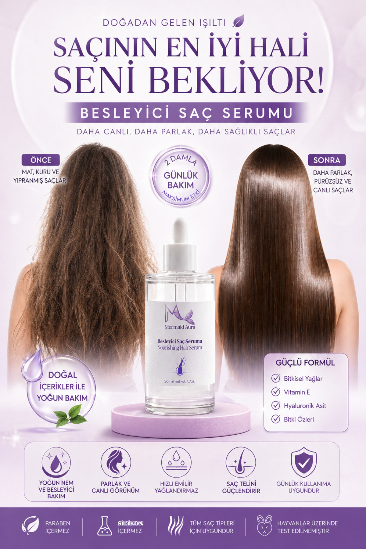 Dökülme karşıtı & Kafa derisi onarıcı & Besleyici Saç Serumu — 8685182338008 — تصویر 7 از 7