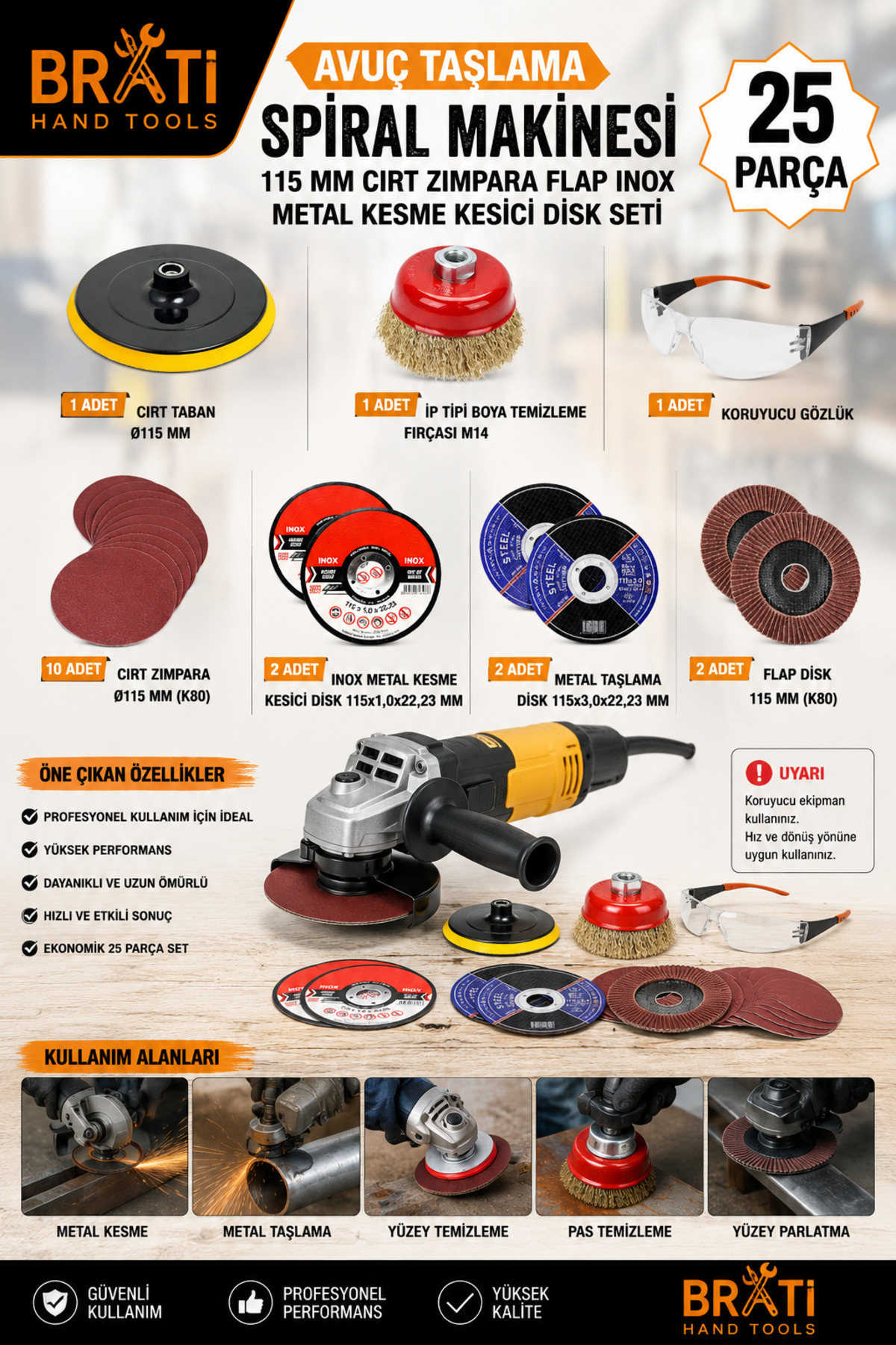 Palm Grinding Spiral Machine 115 Mm Velcro Sander Flap Inox Metal Cutting Cutter Disc Set 25 Pieces