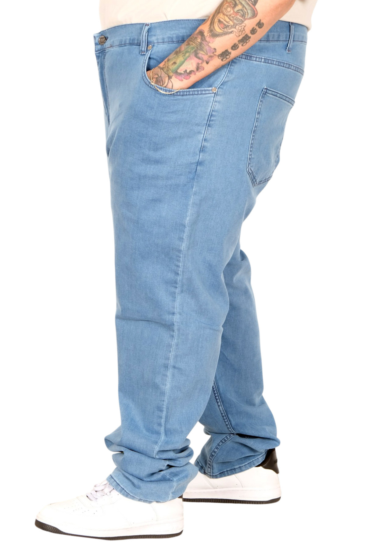 ModeXL Mode XL Büyük Beden Erkek Kot Pantolon Klasik 24900 Açık Mavi görsel 6