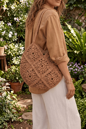 Rose espirit Boho-Love Kalp El Örgüsü Çanta
